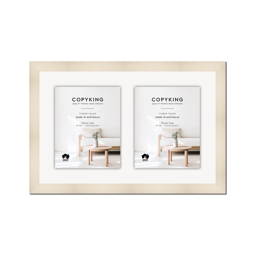 Moma Ivory  32mm Wood Collage Photo Frame - 14" x 22" - 2 Photos (8" x 10")