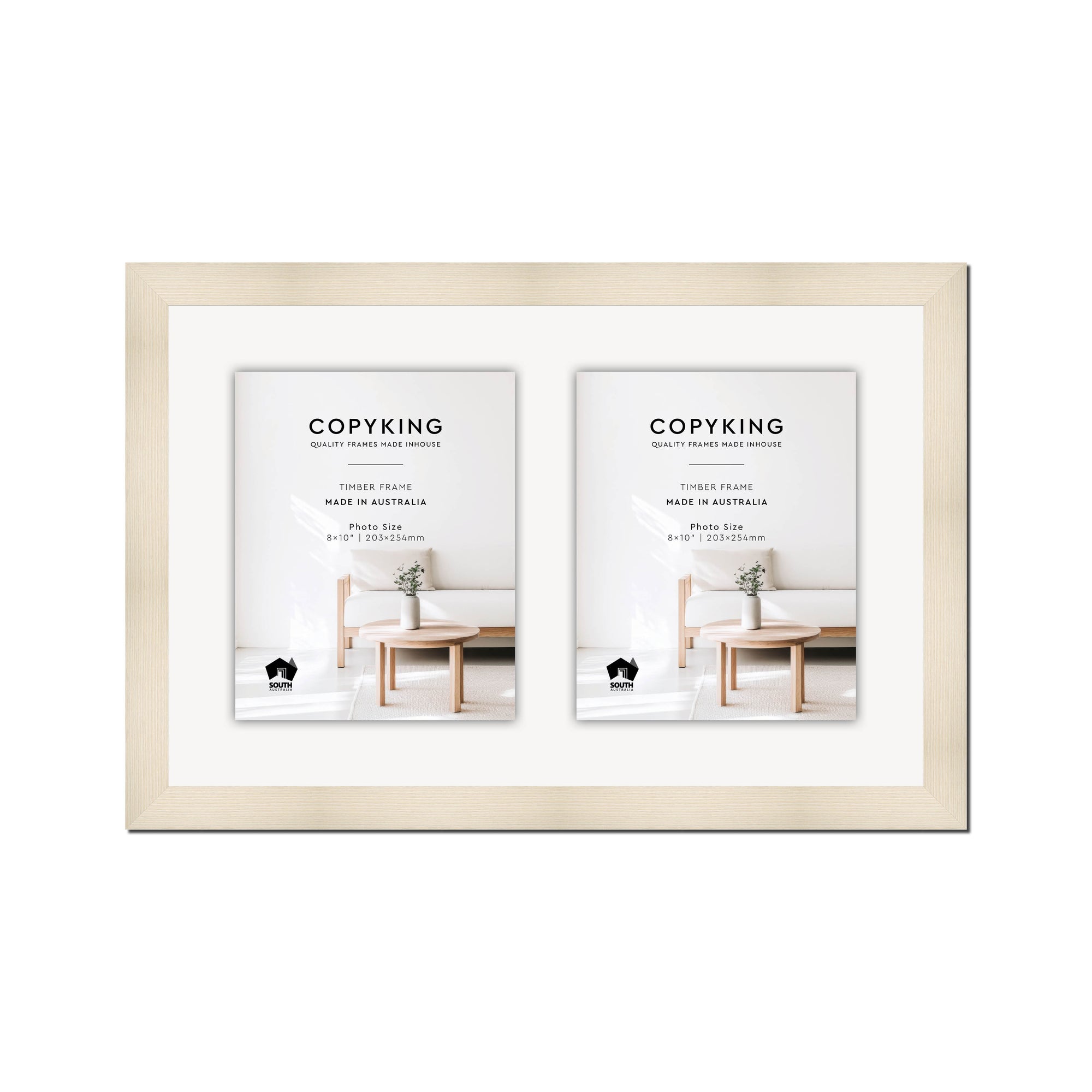 Moma Ivory  32mm Wood Collage Photo Frame - 14" x 22" - 2 Photos (8" x 10")