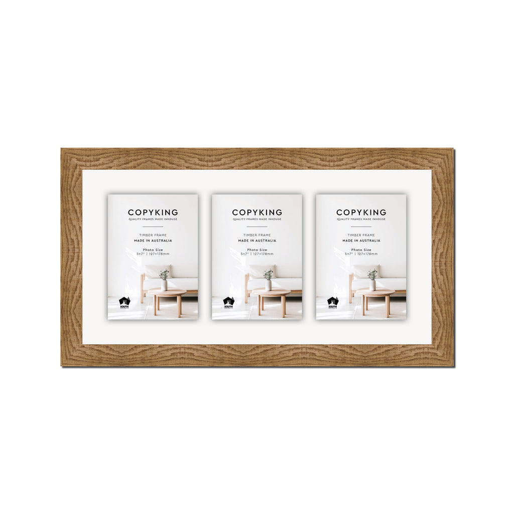 Moma Sand  32mm Wood Collage Photo Frame - 10" x 20" - 3 Photos (5" x 7")
