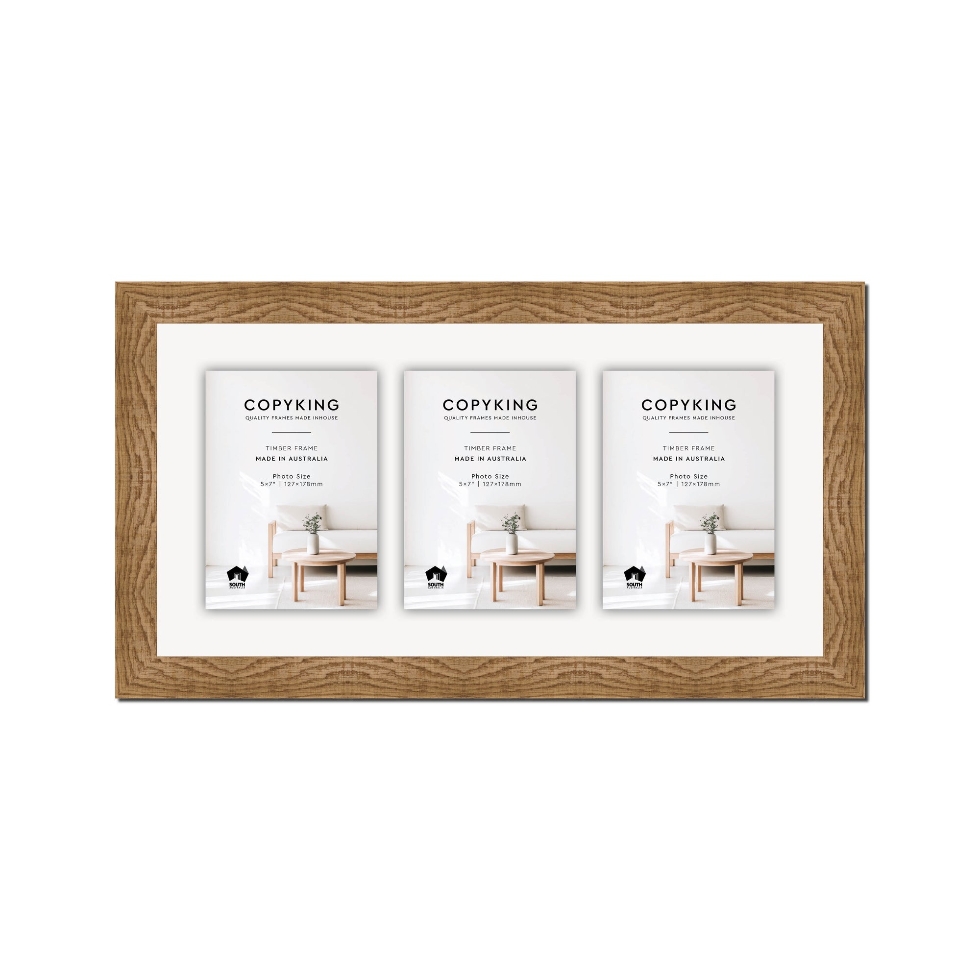 Moma Sand  32mm Wood Collage Photo Frame - 10" x 20" - 3 Photos (5" x 7")