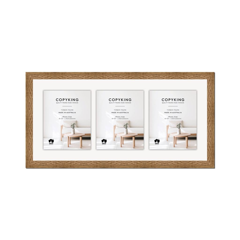 Moma Sand  32mm Wood Collage Photo Frame - 14" x 30" - 3 Photos (8" x 10")