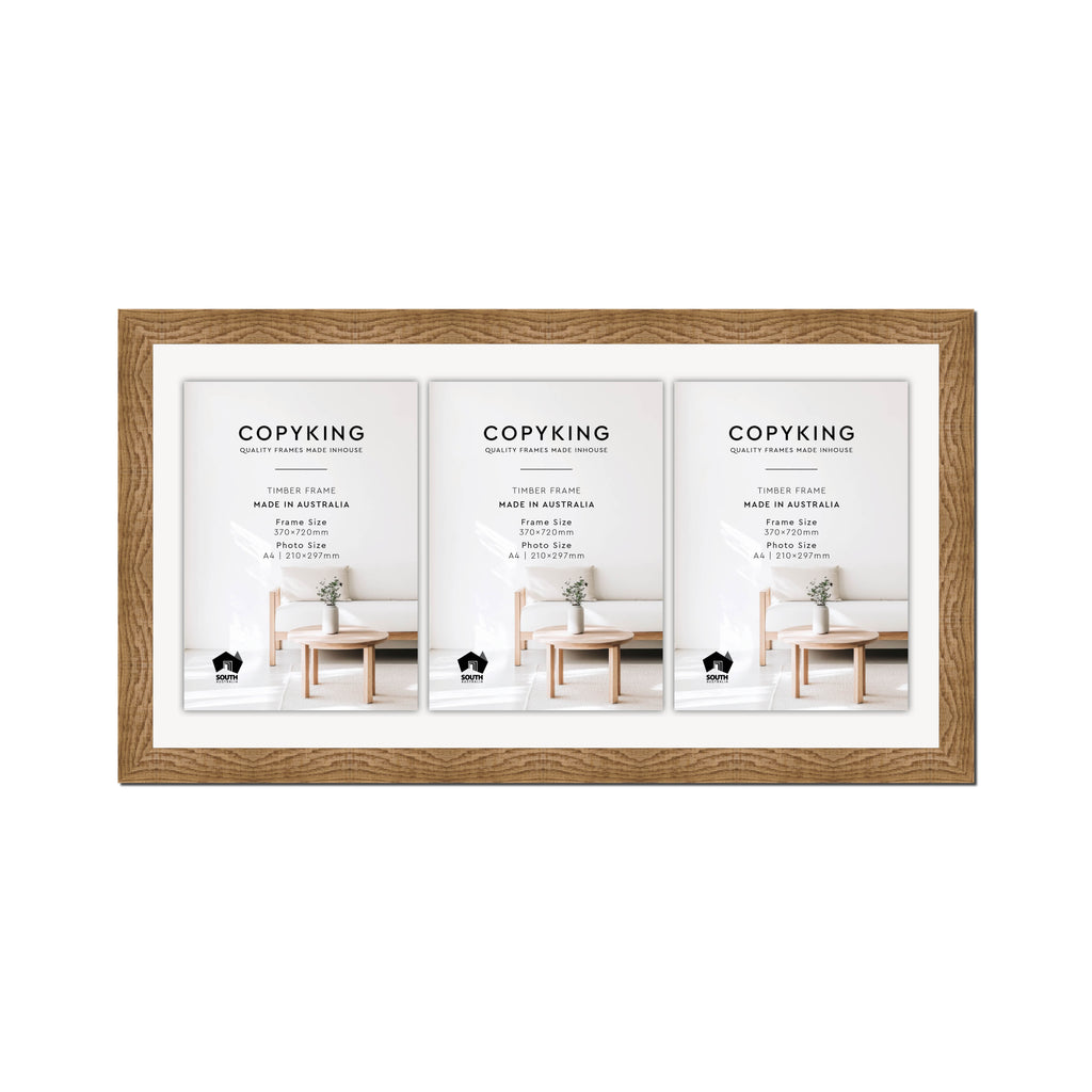 Moma Sand  32mm Wood Certificate Frame - 370mm x 720mm - 3 Certificates (A4)
