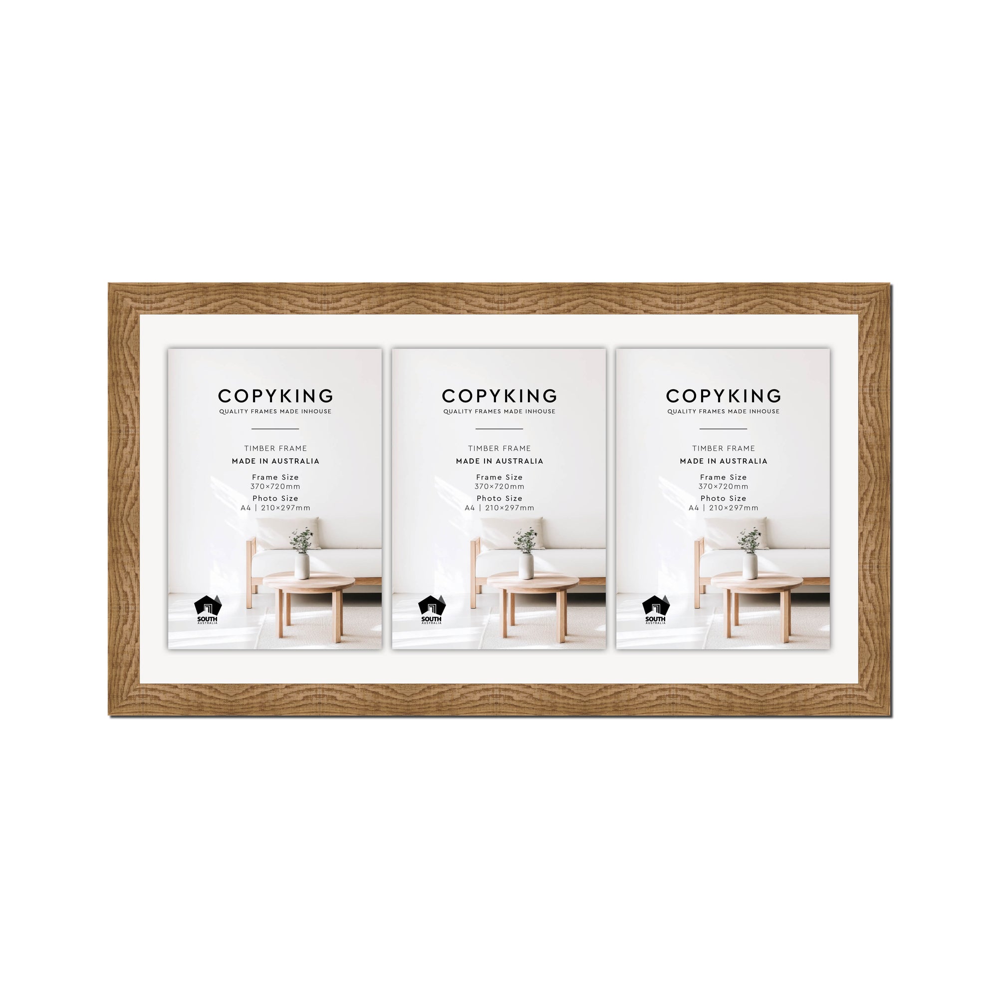 Moma Sand  32mm Wood Certificate Frame - 370mm x 720mm - 3 Certificates (A4)