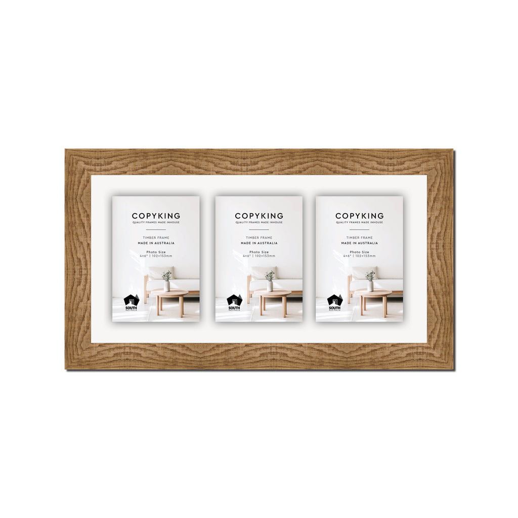 Moma Sand  32mm Wood Collage Photo Frame - 8" x 16" - 3 Photos (4" x 6")