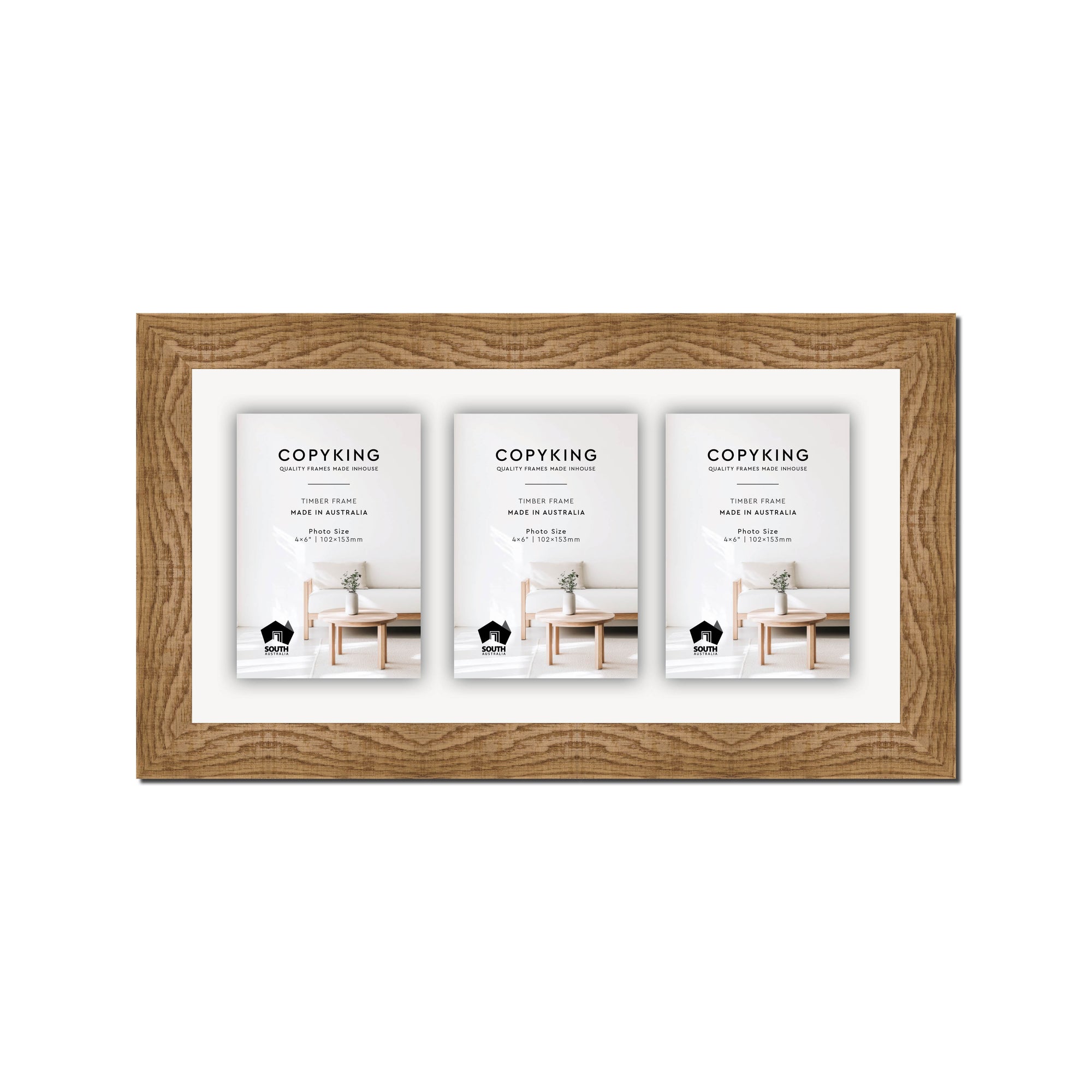 Moma Sand  32mm Wood Collage Photo Frame - 8" x 16" - 3 Photos (4" x 6")