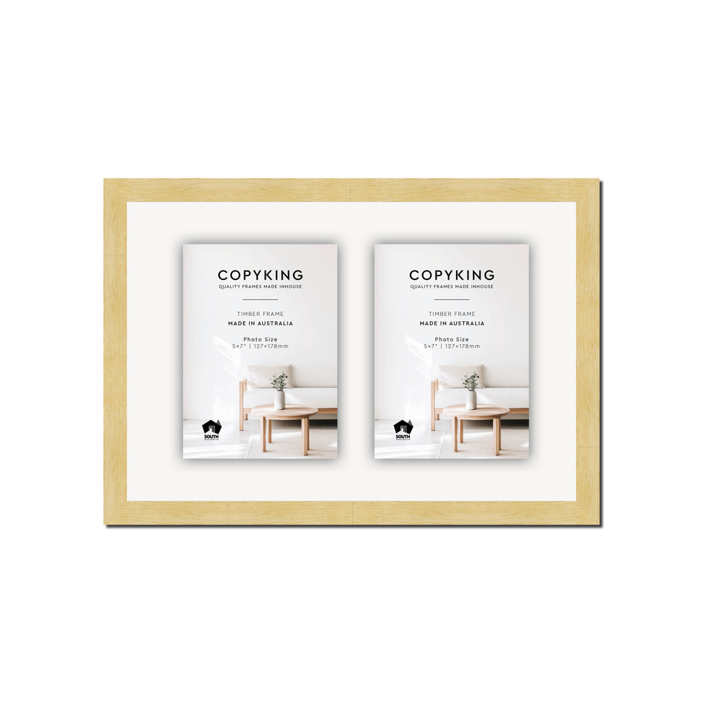 Prime Natural 20mm Wood Collage Photo Frame - 10" x 15" - 2 Photos (5" x 7")