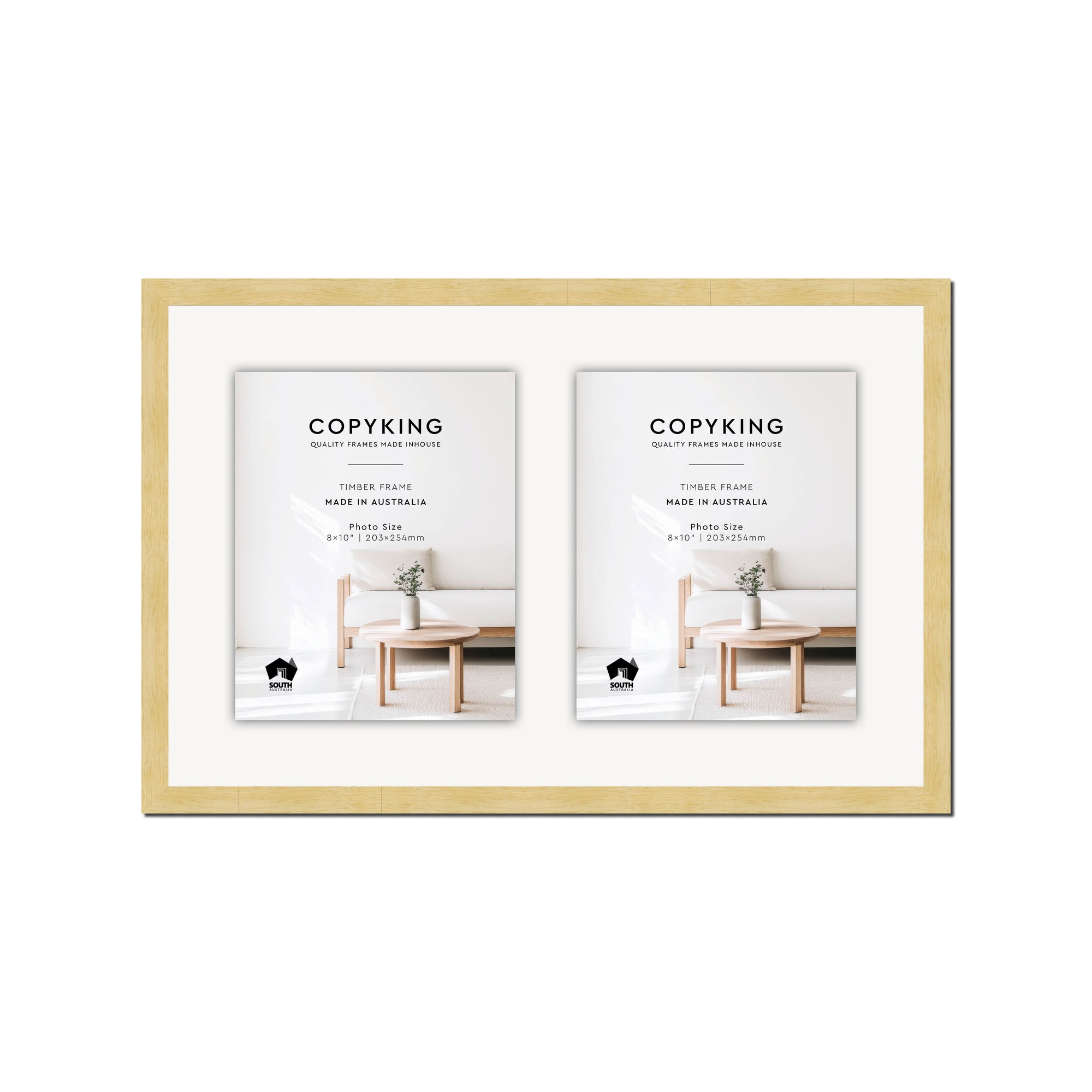 Prime Natural 20mm Wood Collage Photo Frame - 14" x 22" - 2 Photos (8" x 10")