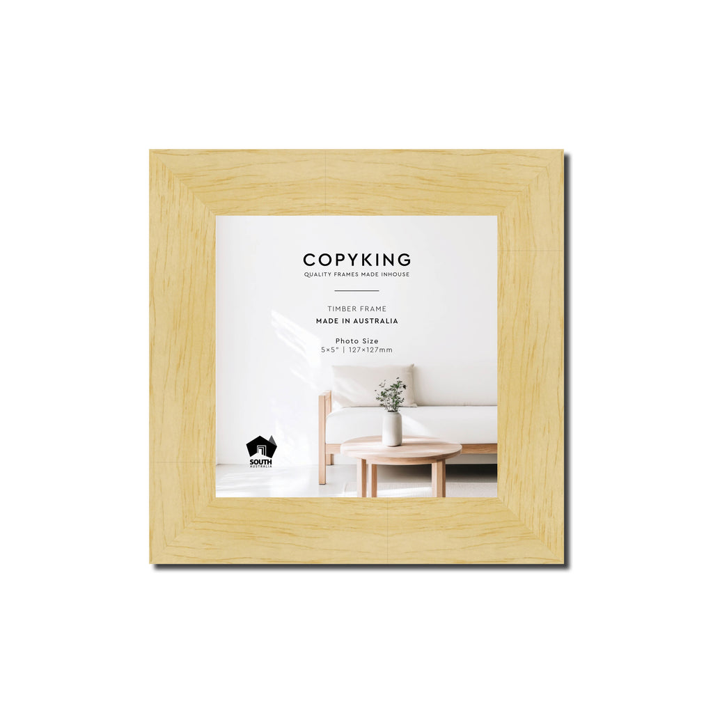 Natural 30mm Wood Square Photo Frame - 5" x 5" (127mm x 127mm)