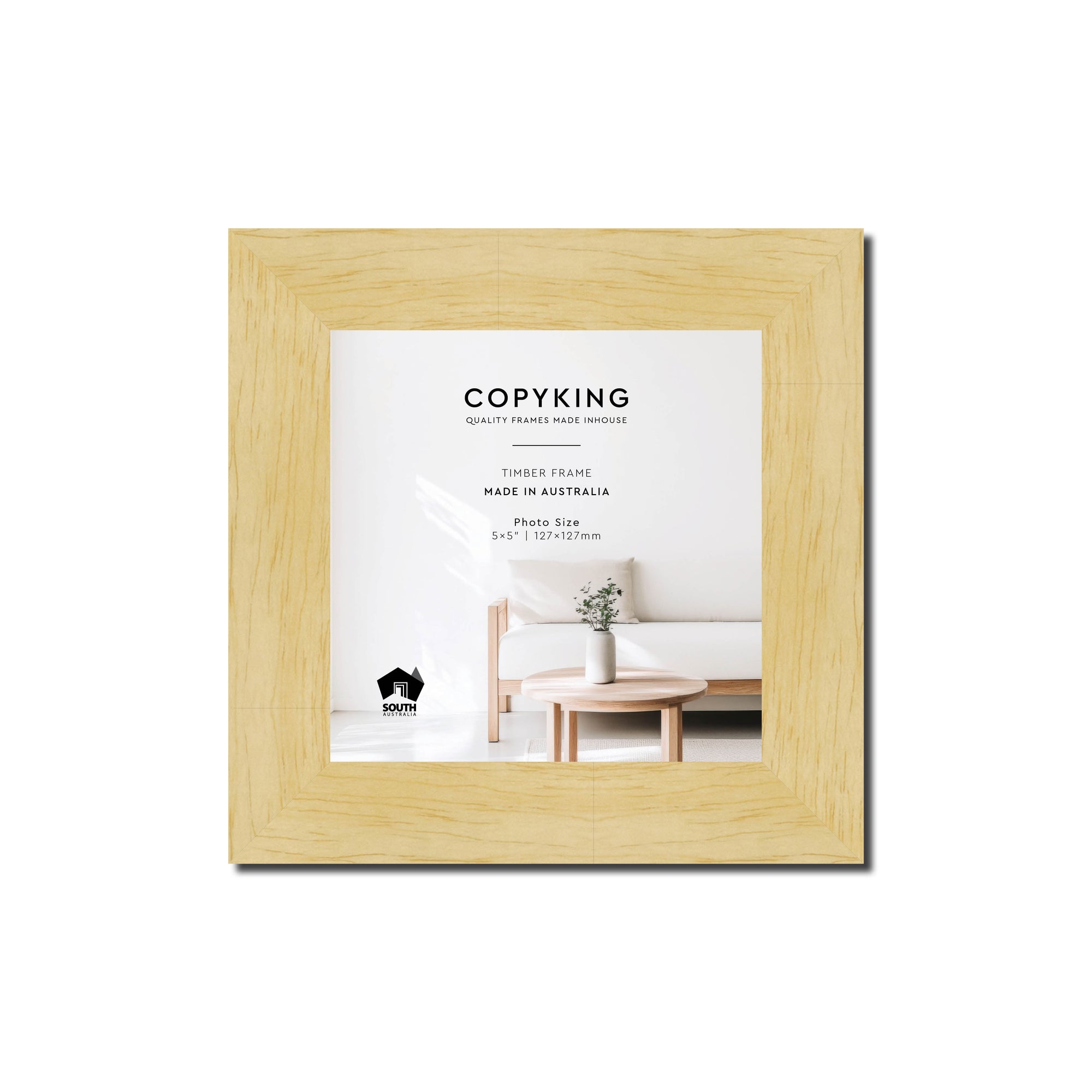 Natural 30mm Wood Square Photo Frame - 5" x 5" (127mm x 127mm)