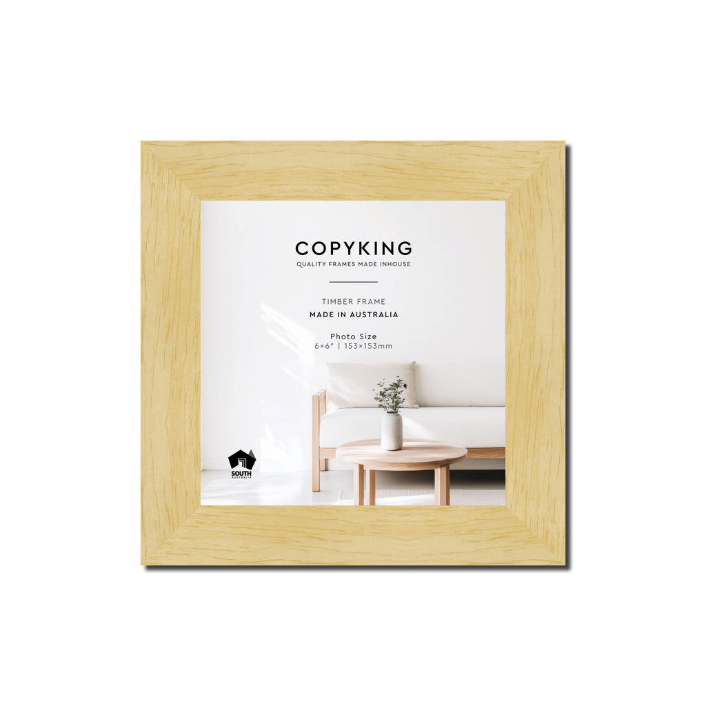 Natural 30mm Wood Square Photo Frame - 6" x 6" (153mm x 153mm)