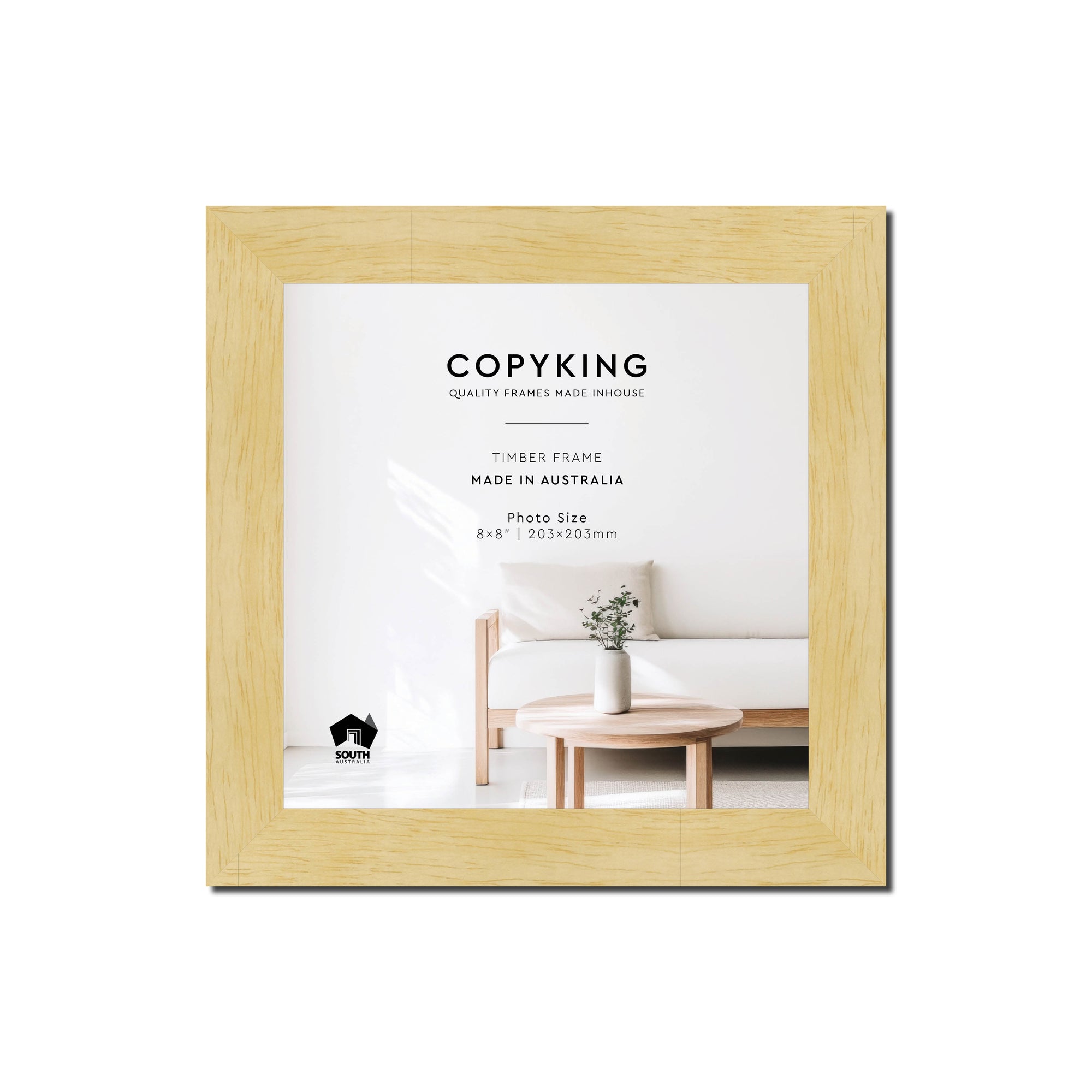Natural 30mm Wood Square Photo Frame - 8" x 8" (203mm x 203mm)