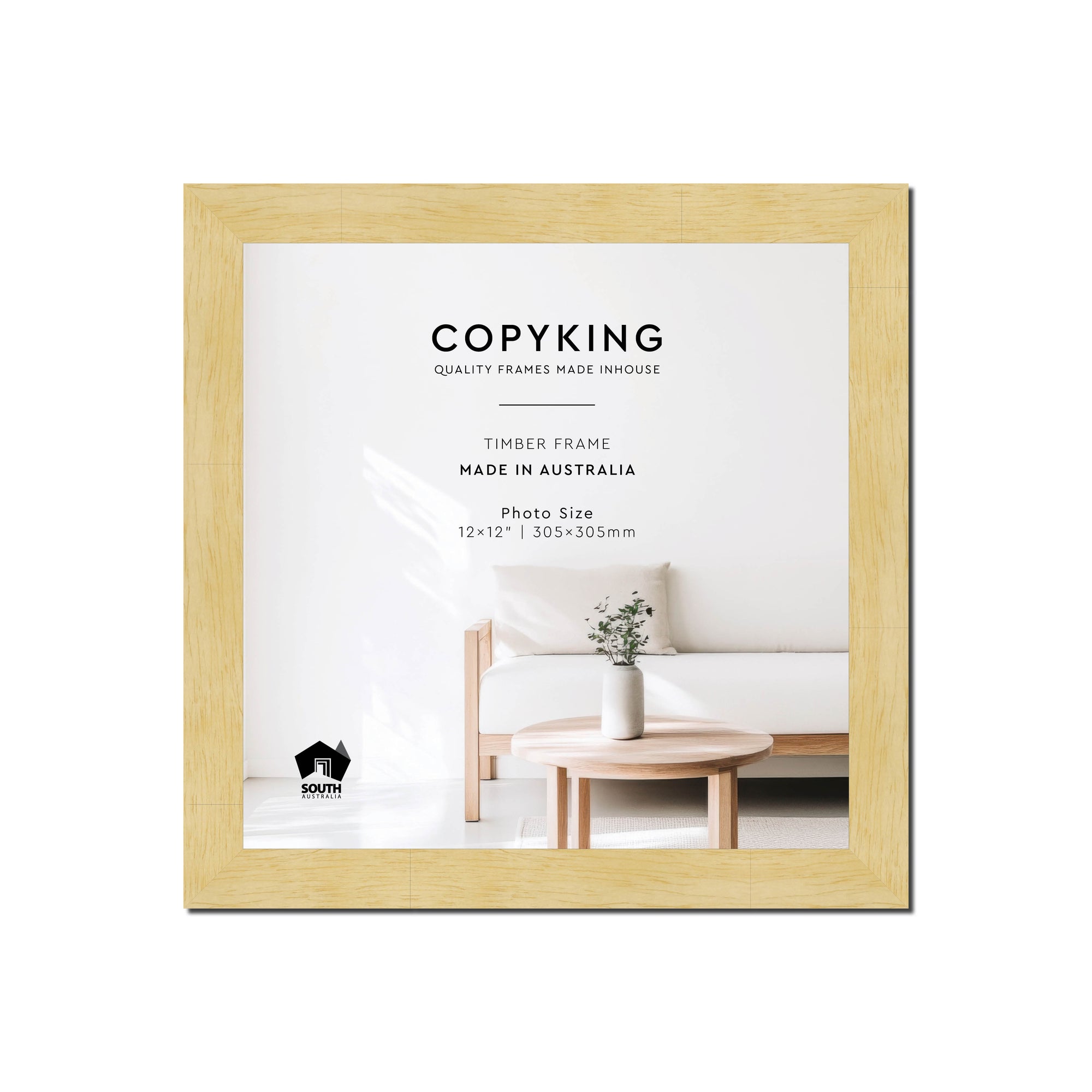 Natural 30mm Wood Square Photo Frame - 12" x 12" (305mm x 305mm)