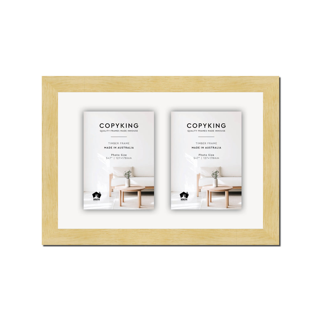 Natural 30mm Wood Collage Photo Frame - 10" x 15" - 2 Photos (5" x 7")