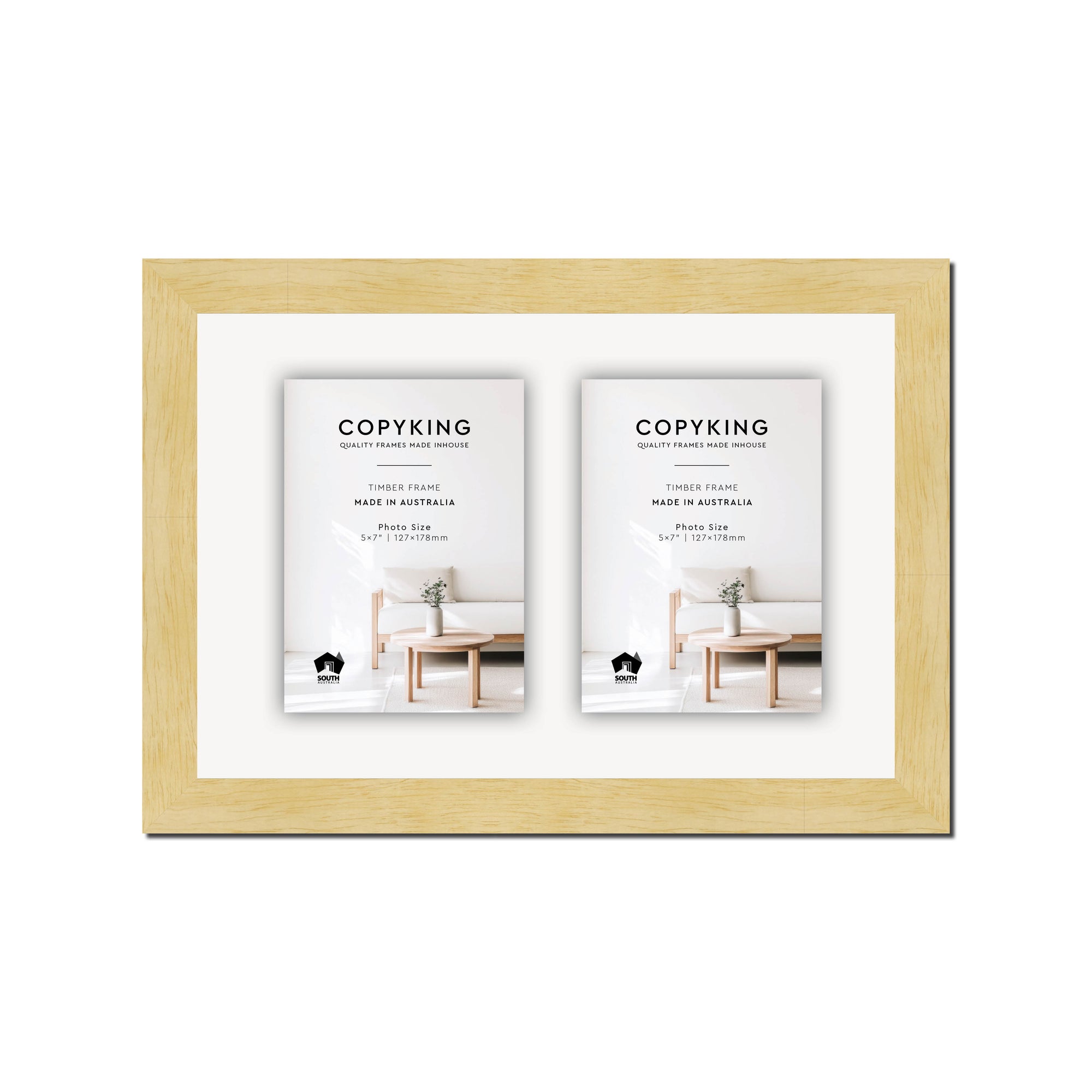 Natural 30mm Wood Collage Photo Frame - 10" x 15" - 2 Photos (5" x 7")