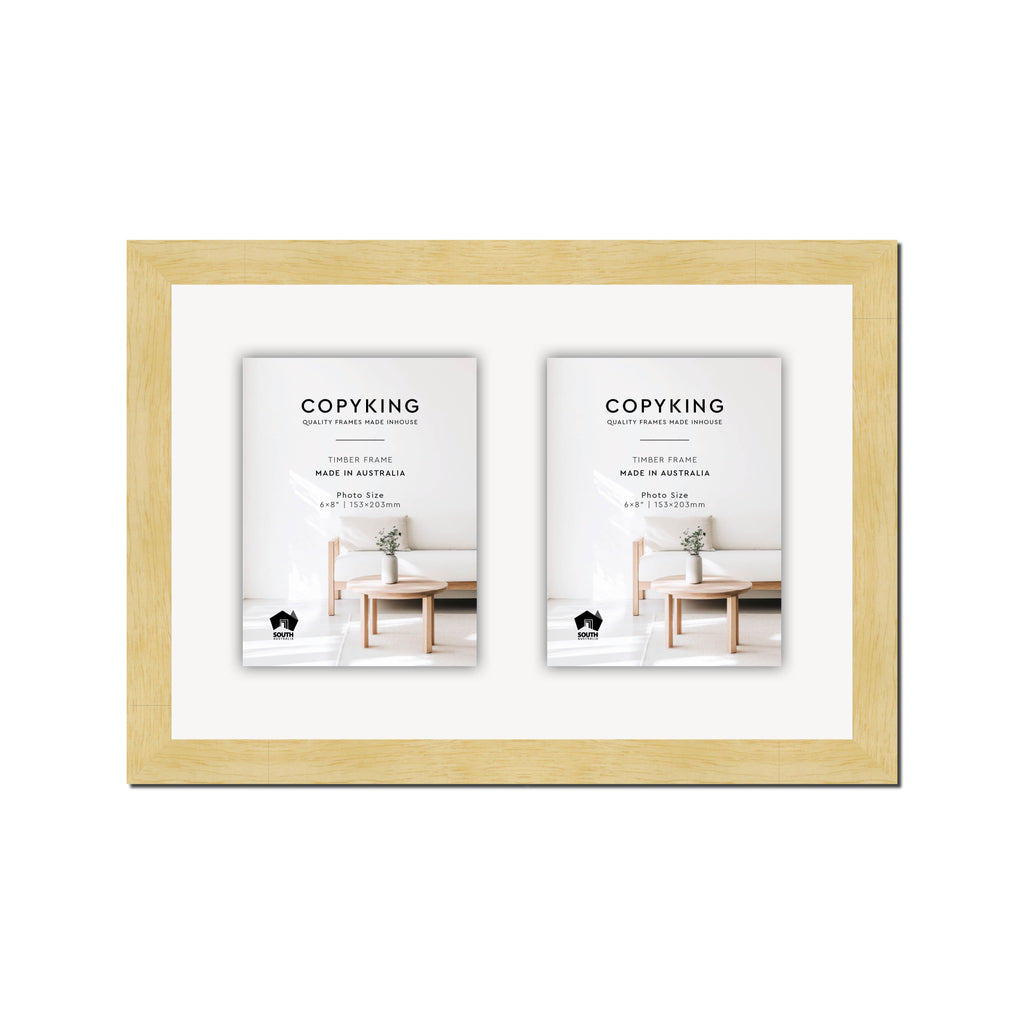 Natural 30mm Wood Collage Photo Frame - 12" x 18" - 2 Photos (6" x 8")