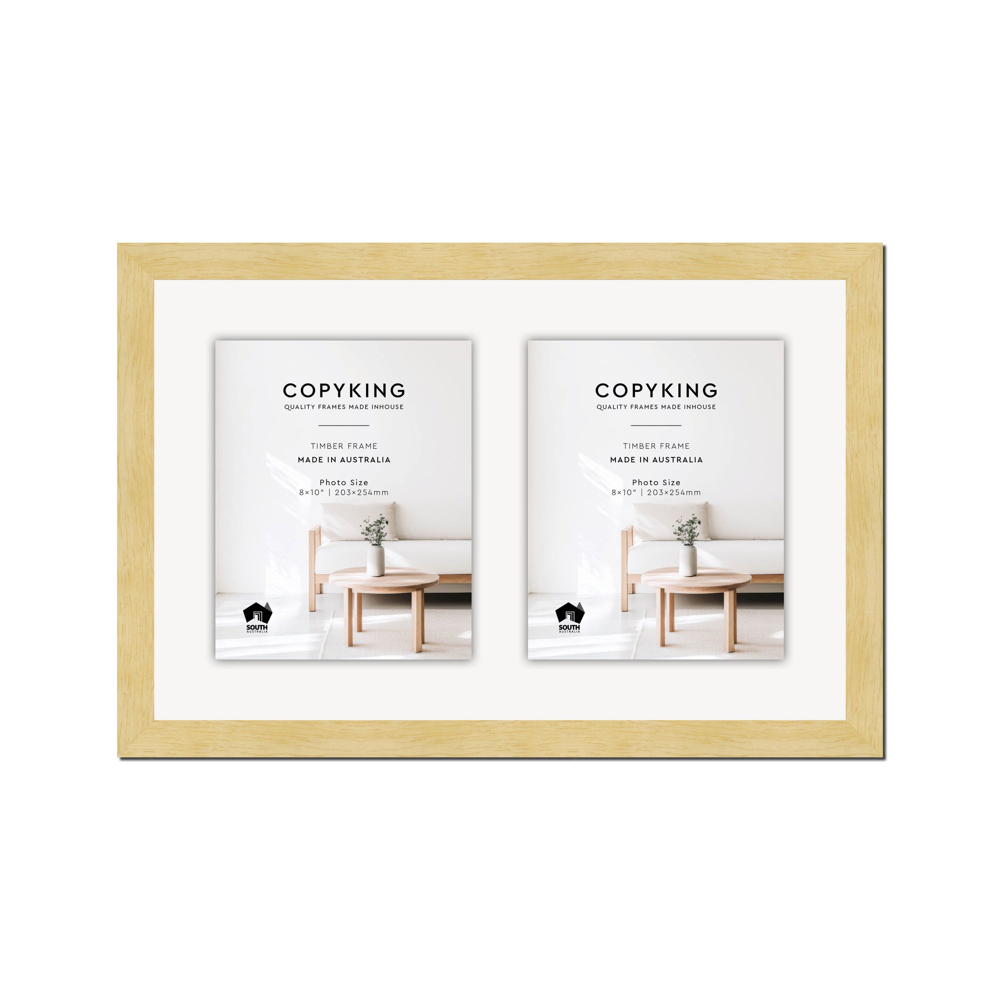 Natural 30mm Wood Collage Photo Frame - 14" x 22" - 2 Photos (8" x 10")