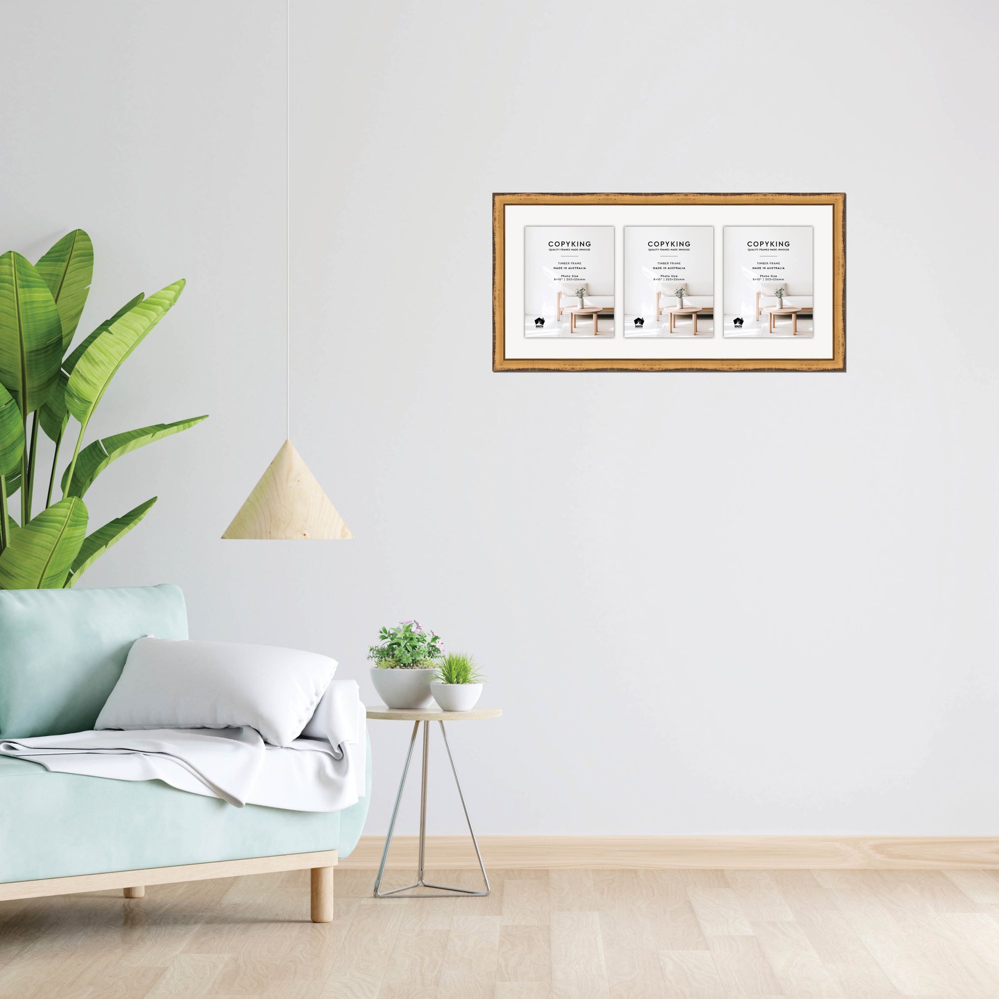 Pioneer Light Brown 30mm Wood Collage Photo Frame - 14" x 30" - 3 Photos (8" x 10")