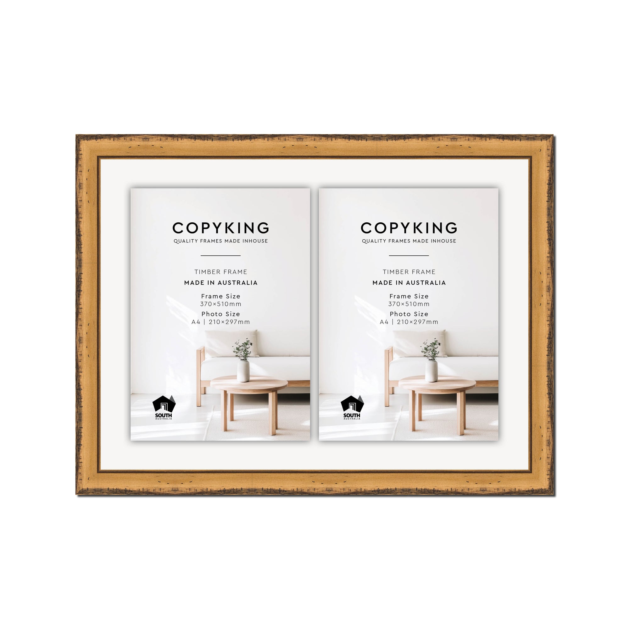Pioneer Light Brown 30mm Wood Certificate Frame - 370mm x 510mm - 2 Certificates (A4)