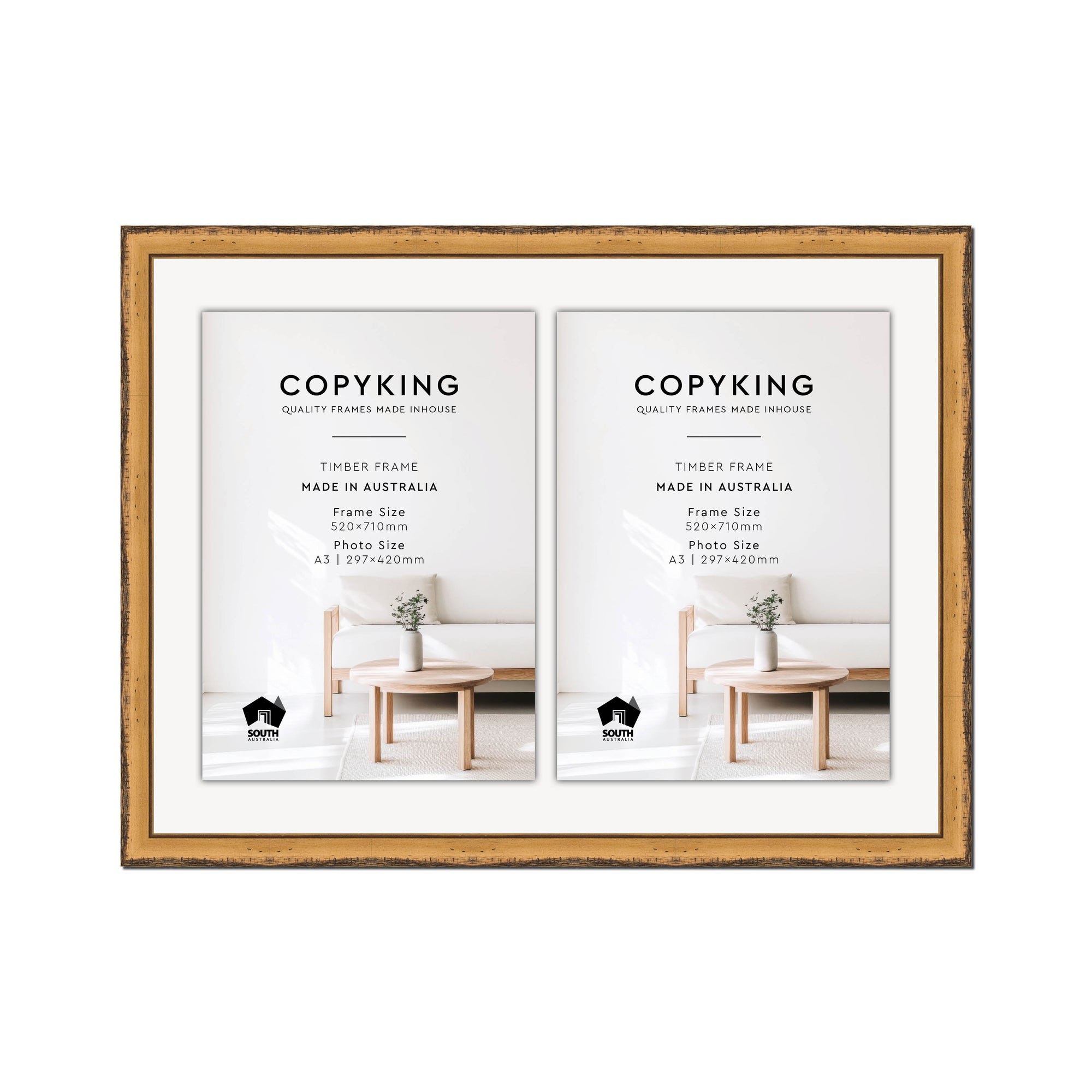 Pioneer Light Brown 30mm Wood Certificate Frame - 520mm x 710mm - 2 Certificates (A3)