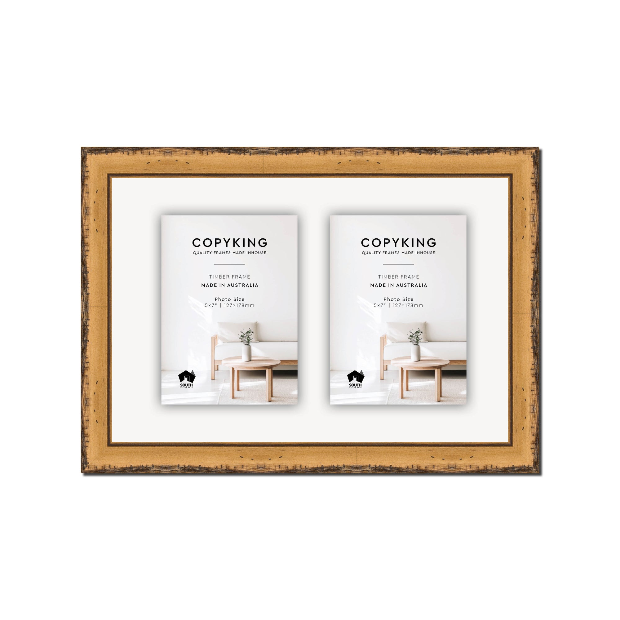 Pioneer Light Brown 30mm Wood Collage Photo Frame - 10" x 15" - 2 Photos (5" x 7")