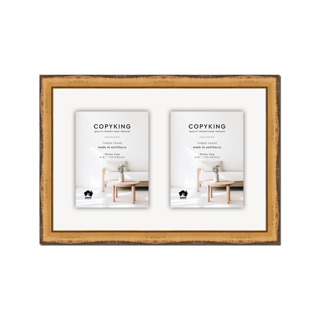 Pioneer Light Brown 30mm Wood Collage Photo Frame - 12" x 18" - 2 Photos (6" x 8")