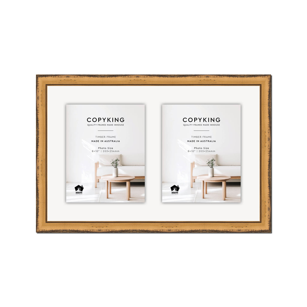 Pioneer Light Brown 30mm Wood Collage Photo Frame - 14" x 22" - 2 Photos (8" x 10")
