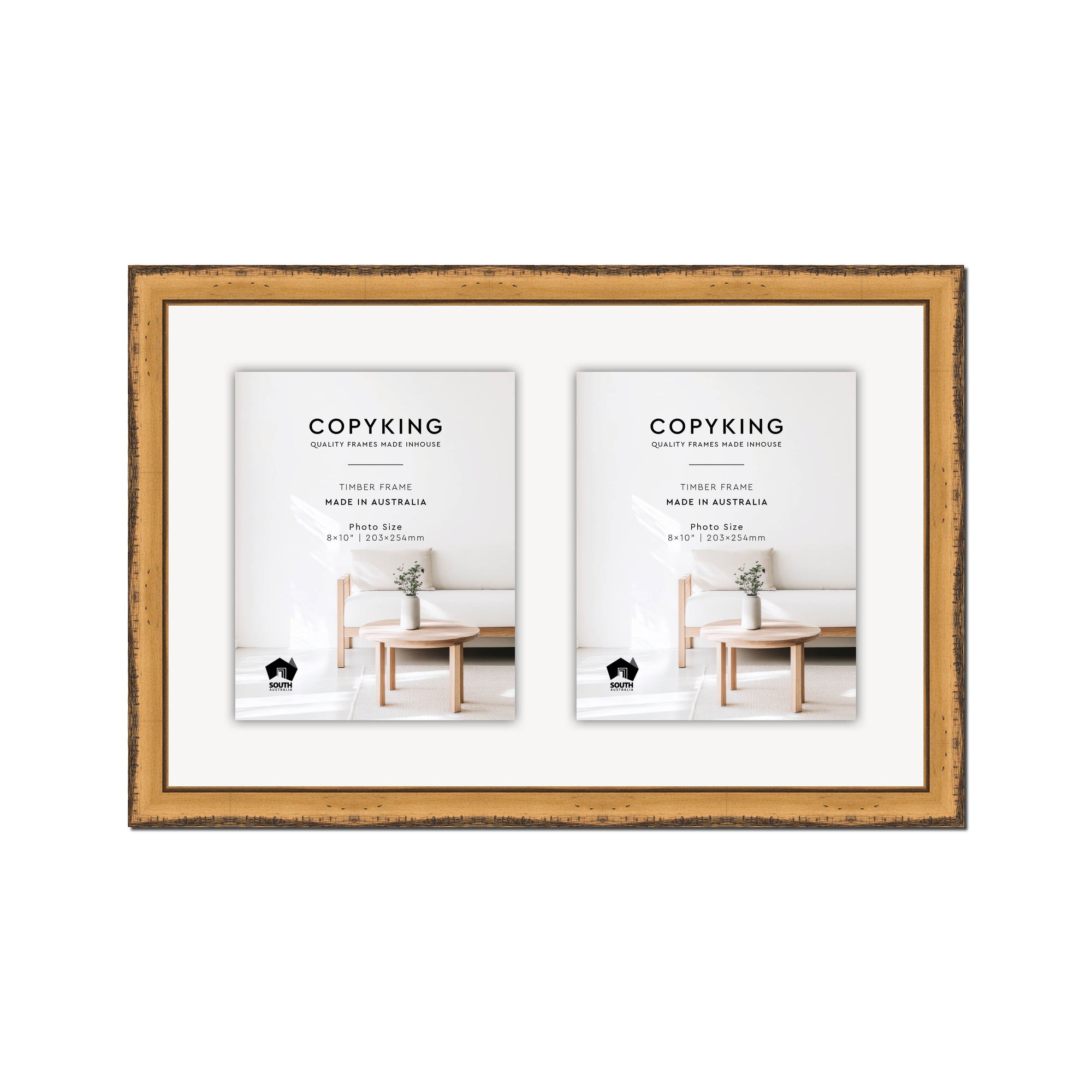 Pioneer Light Brown 30mm Wood Collage Photo Frame - 14" x 22" - 2 Photos (8" x 10")
