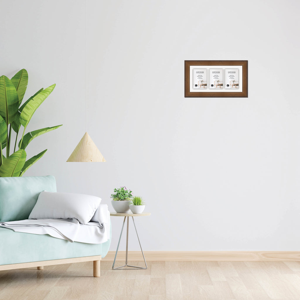 Pioneer Light Brown 42mm Wood Collage Photo Frame - 8" x 16" - 3 Photos (4" x 6")