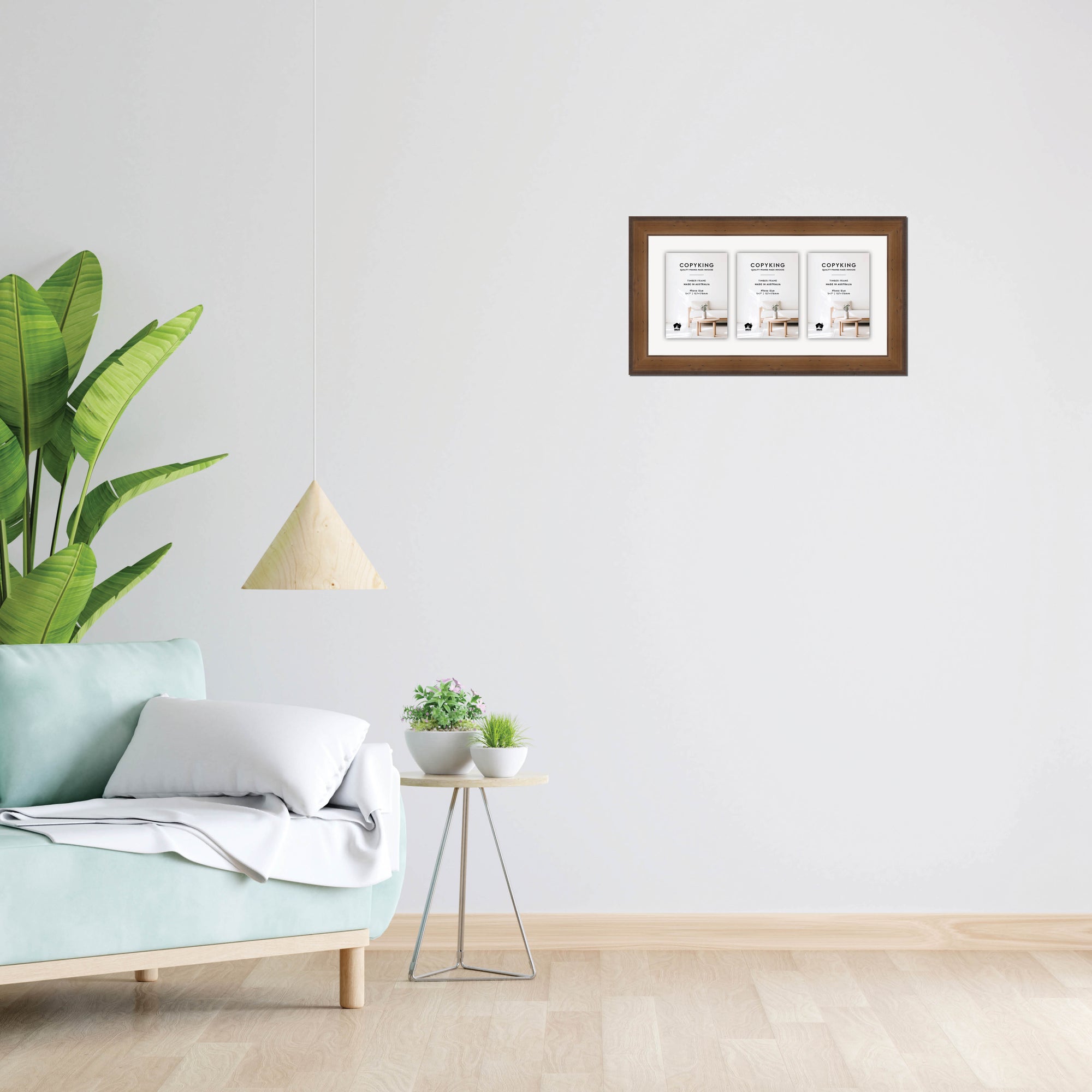 Pioneer Light Brown 42mm Wood Collage Photo Frame - 10" x 20" - 3 Photos (5" x 7")