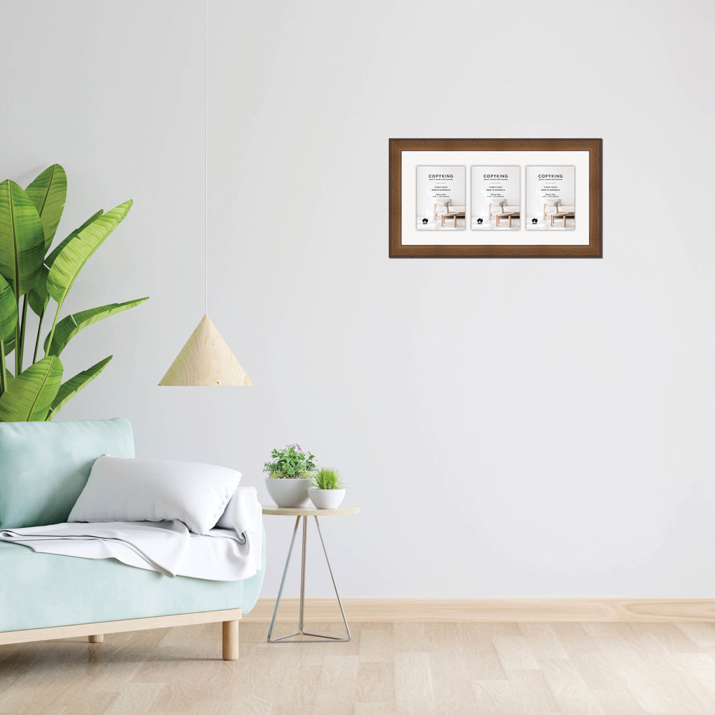 Pioneer Light Brown 42mm Wood Collage Photo Frame - 12" x 24" - 3 Photos (6" x 8")