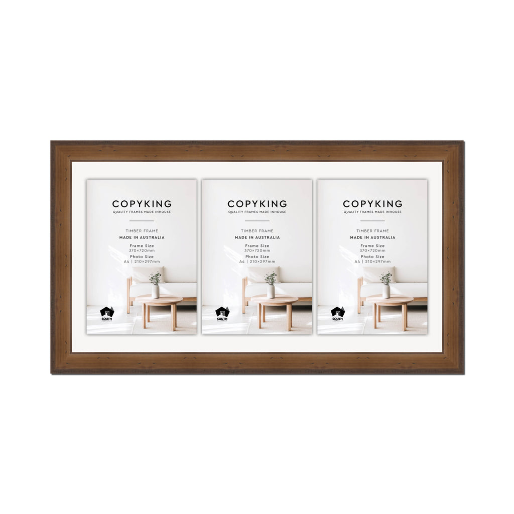 Pioneer Light Brown 42mm Wood Certificate Frame - 370mm x 720mm - 3 Certificates (A4)