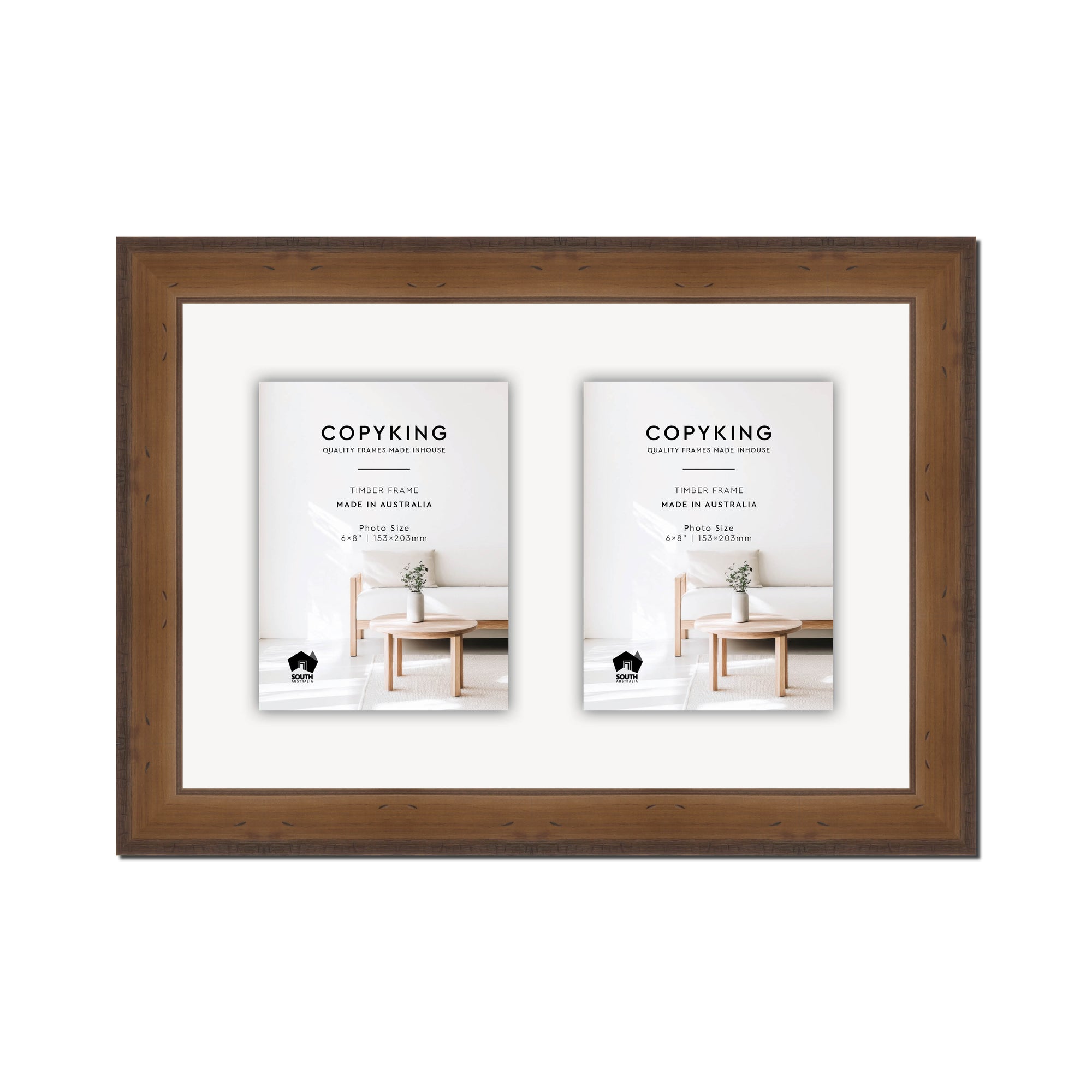 Pioneer Light Brown 42mm Wood Collage Photo Frame - 12" x 18" - 2 Photos (6" x 8")