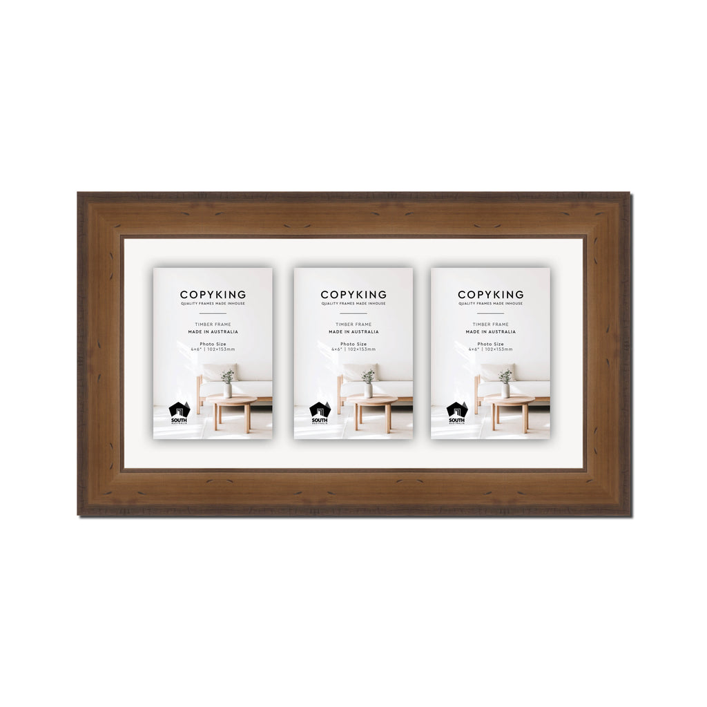 Pioneer Light Brown 42mm Wood Collage Photo Frame - 8" x 16" - 3 Photos (4" x 6")