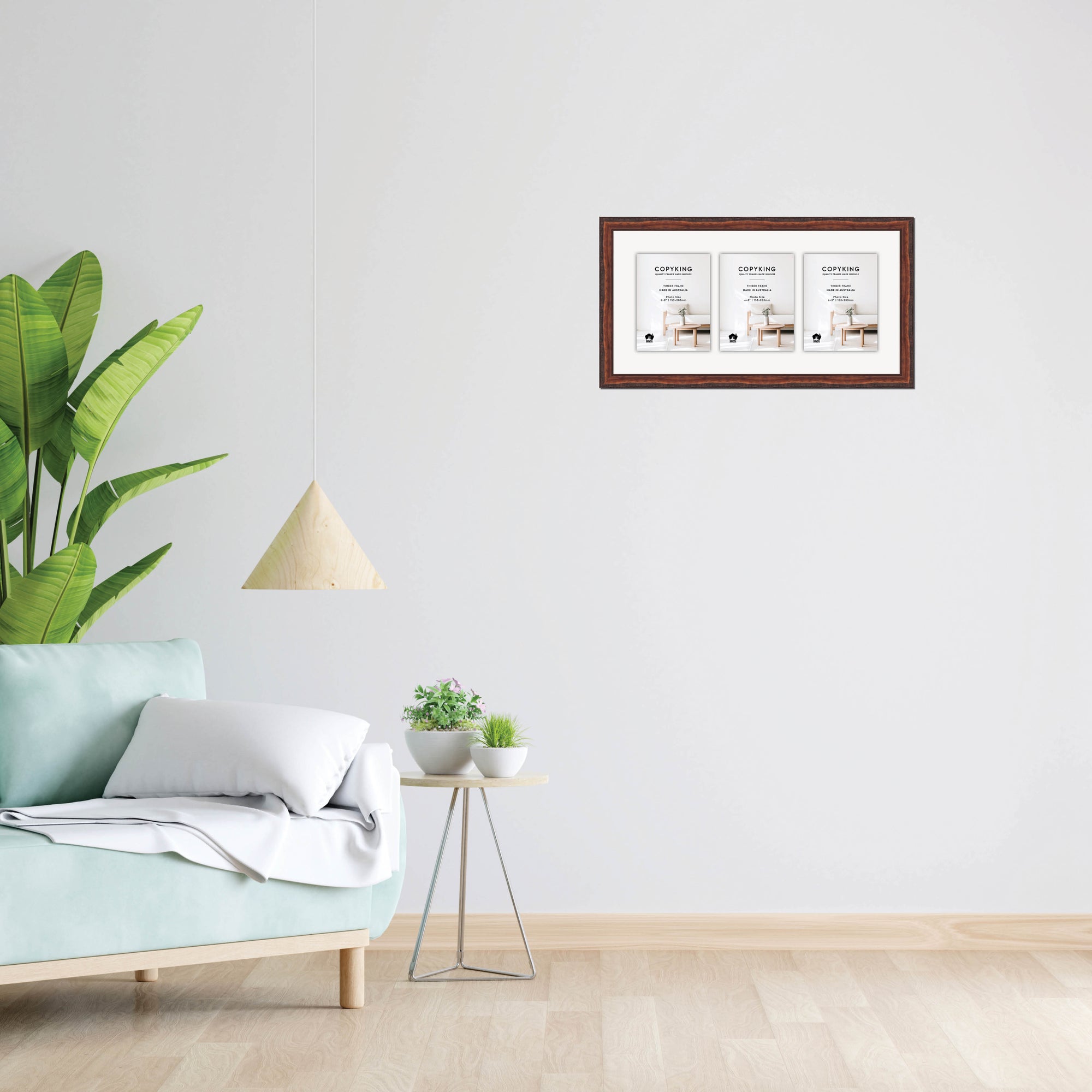 Pioneer Mahogany 30mm Wood Collage Photo Frame - 12" x 24" - 3 Photos (6" x 8")