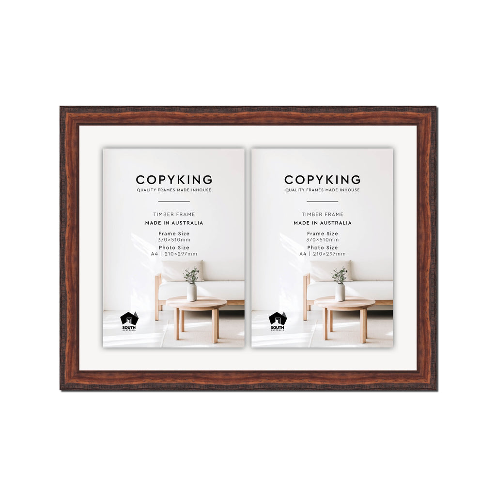 Pioneer Mahogany 30mm Wood Certificate Frame - 370mm x 510mm - 2 Certificates (A4)