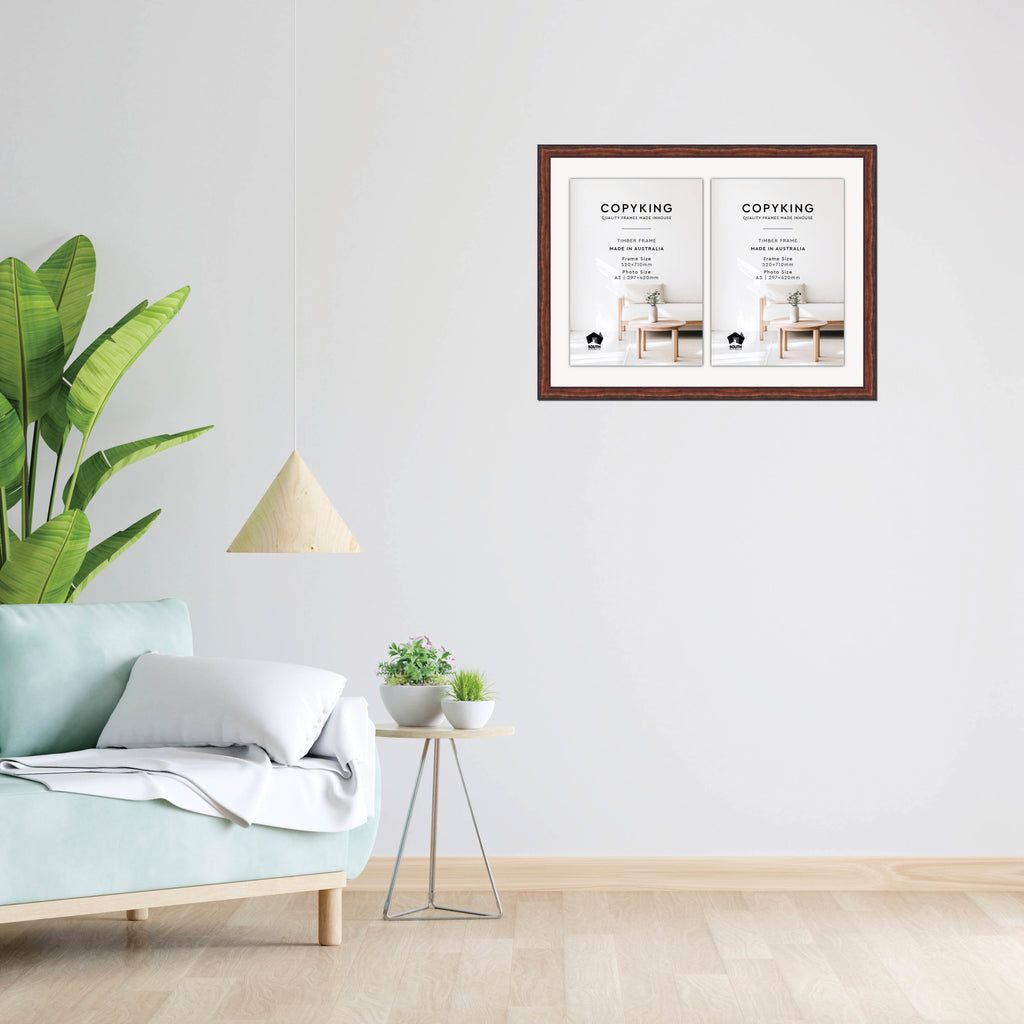 Pioneer Mahogany 30mm Wood Certificate Frame - 520mm x 710mm - 2 Certificates (A3)