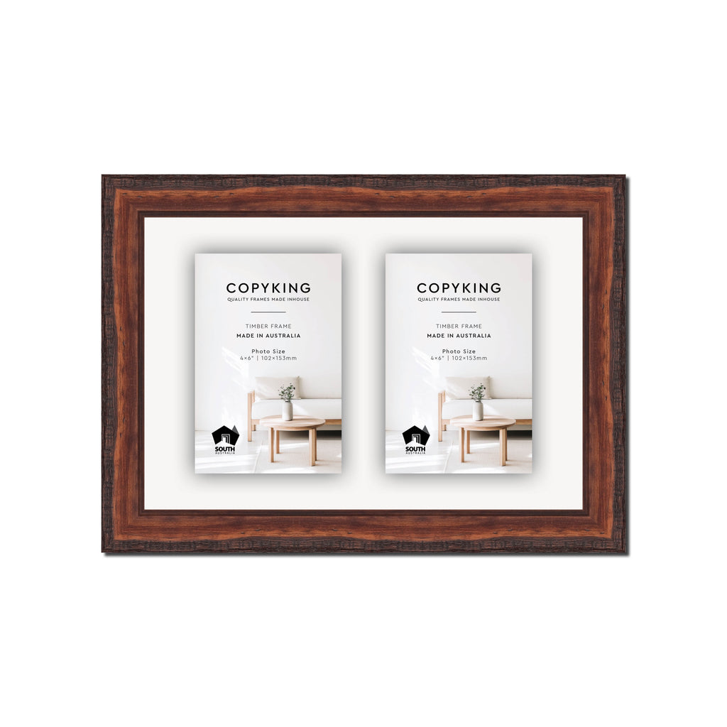 Pioneer Mahogany 30mm Wood Collage Photo Frame - 8" x 12" - 2 Photos (4" x 6")