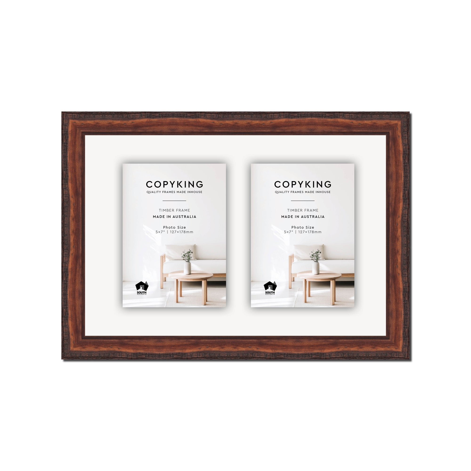 Pioneer Mahogany 30mm Wood Collage Photo Frame - 10" x 15" - 2 Photos (5" x 7")