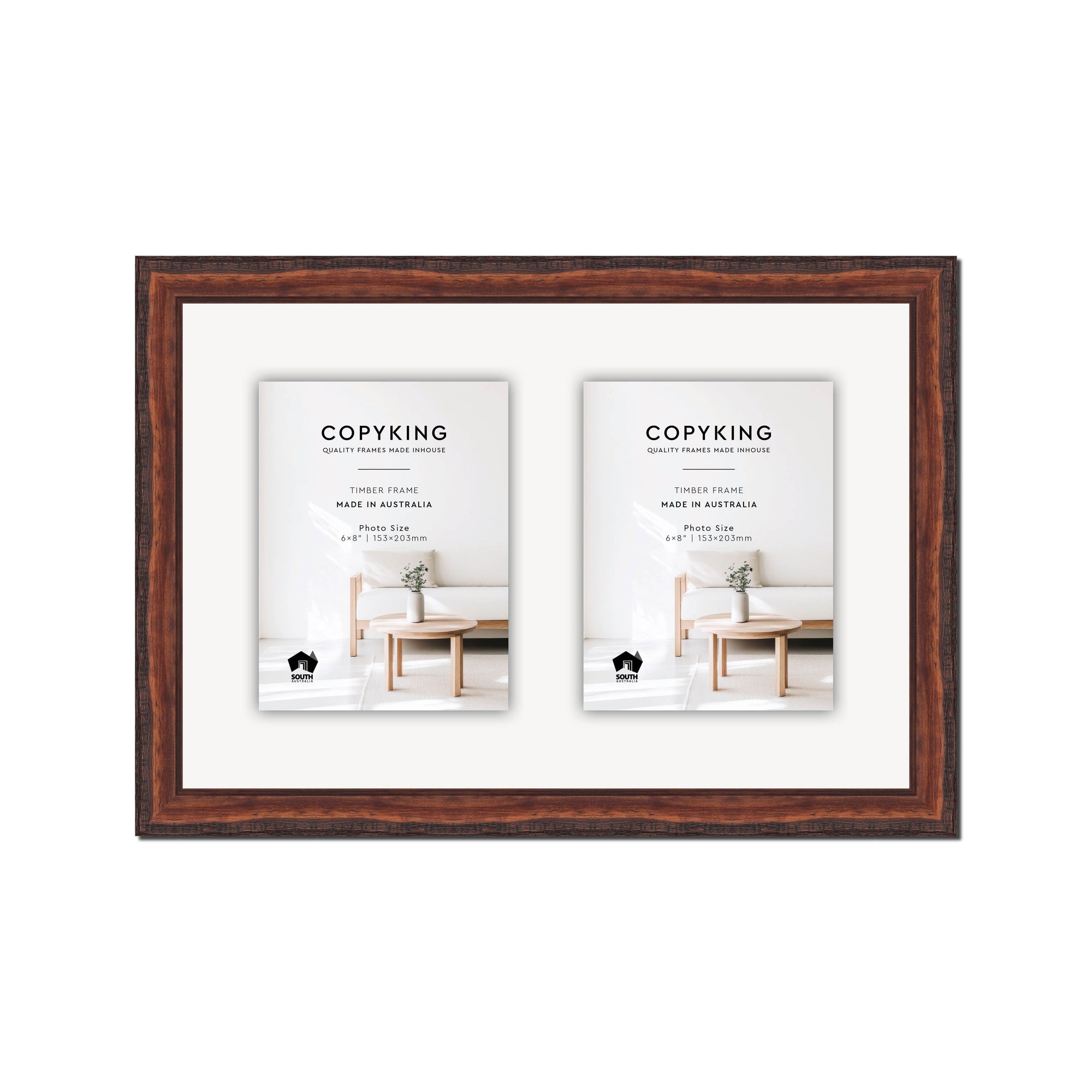 Pioneer Mahogany 30mm Wood Collage Photo Frame - 12" x 18" - 2 Photos (6" x 8")