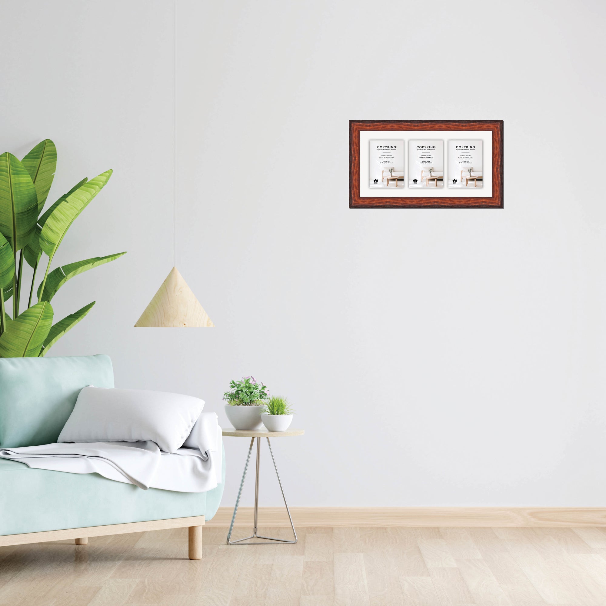 Pioneer Mahogany 42mm Wood Collage Photo Frame - 10" x 20" - 3 Photos (5" x 7")