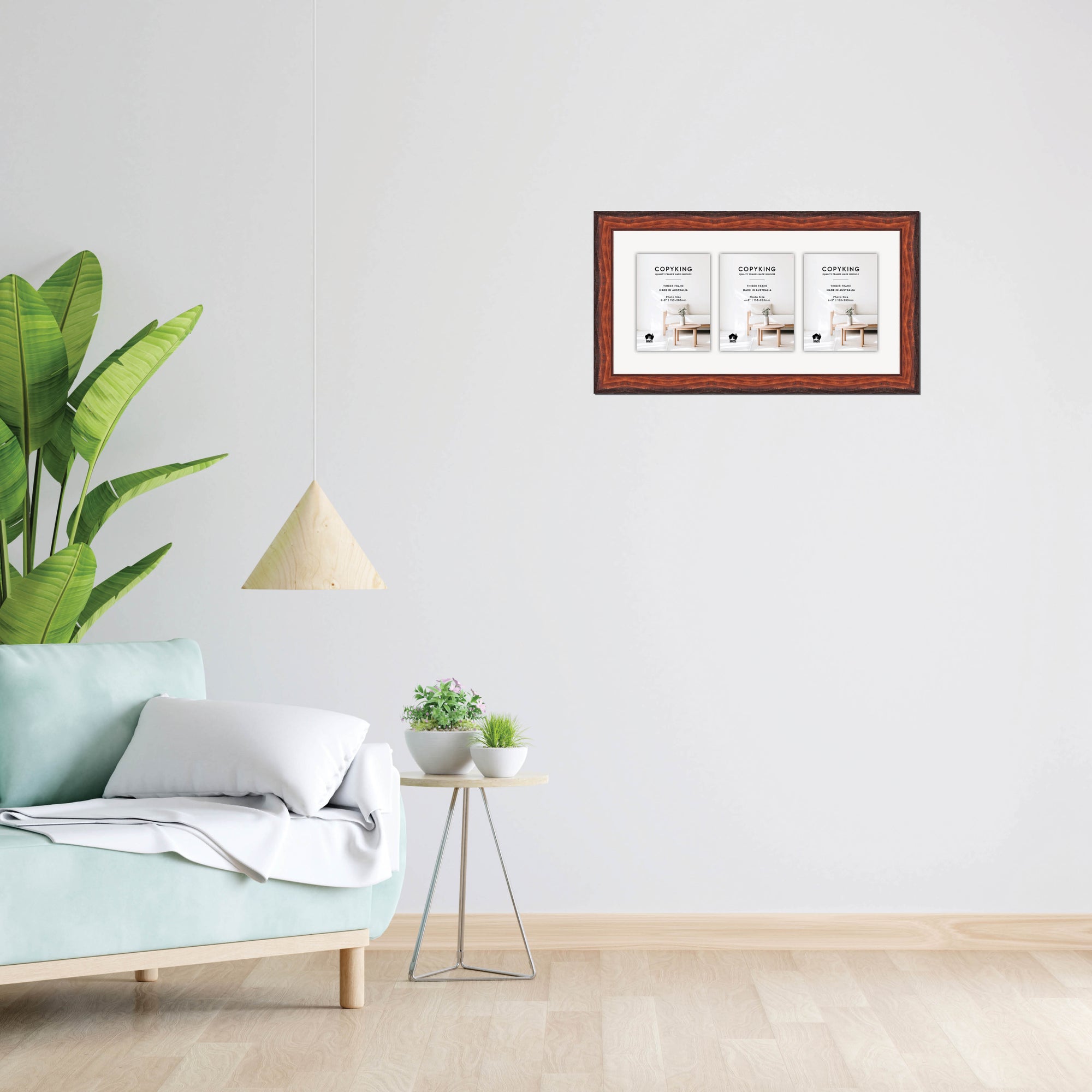 Pioneer Mahogany 42mm Wood Collage Photo Frame - 12" x 24" - 3 Photos (6" x 8")