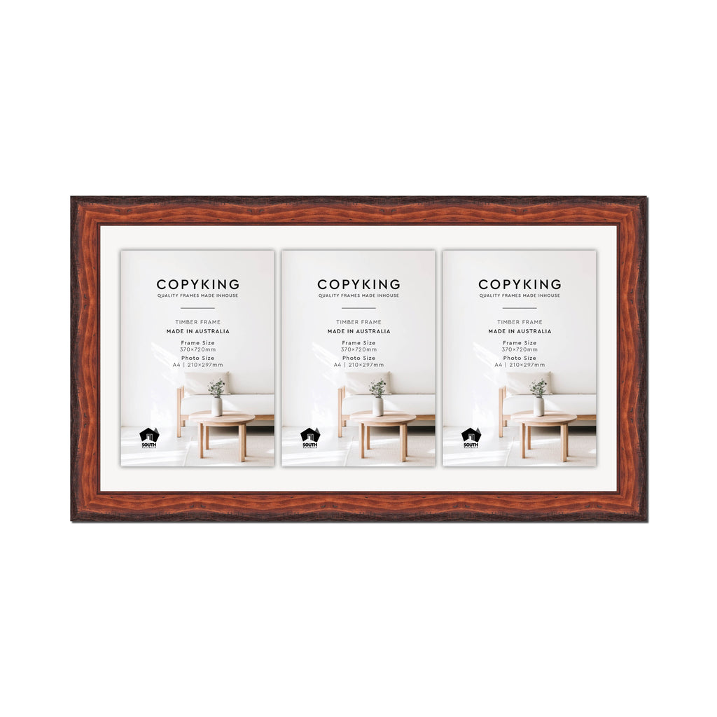 Pioneer Mahogany 42mm Wood Certificate Frame - 370mm x 720mm - 3 Certificates (A4)