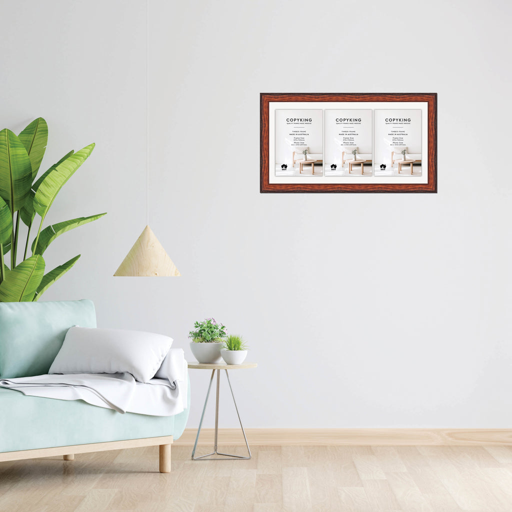 Pioneer Mahogany 42mm Wood Certificate Frame - 370mm x 720mm - 3 Certificates (A4)
