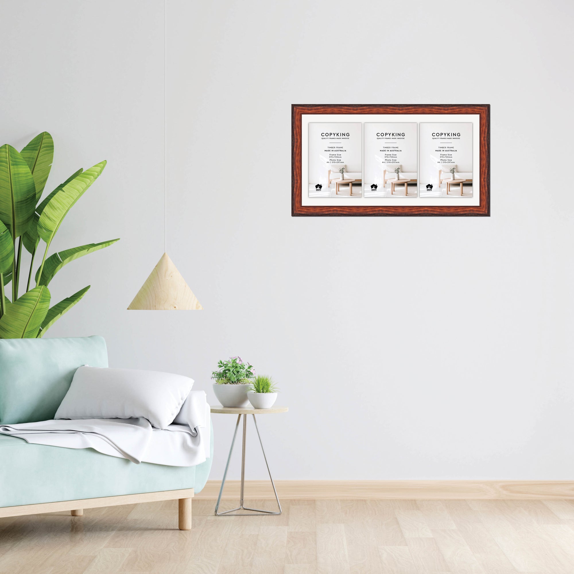 Pioneer Mahogany 42mm Wood Certificate Frame - 370mm x 720mm - 3 Certificates (A4)