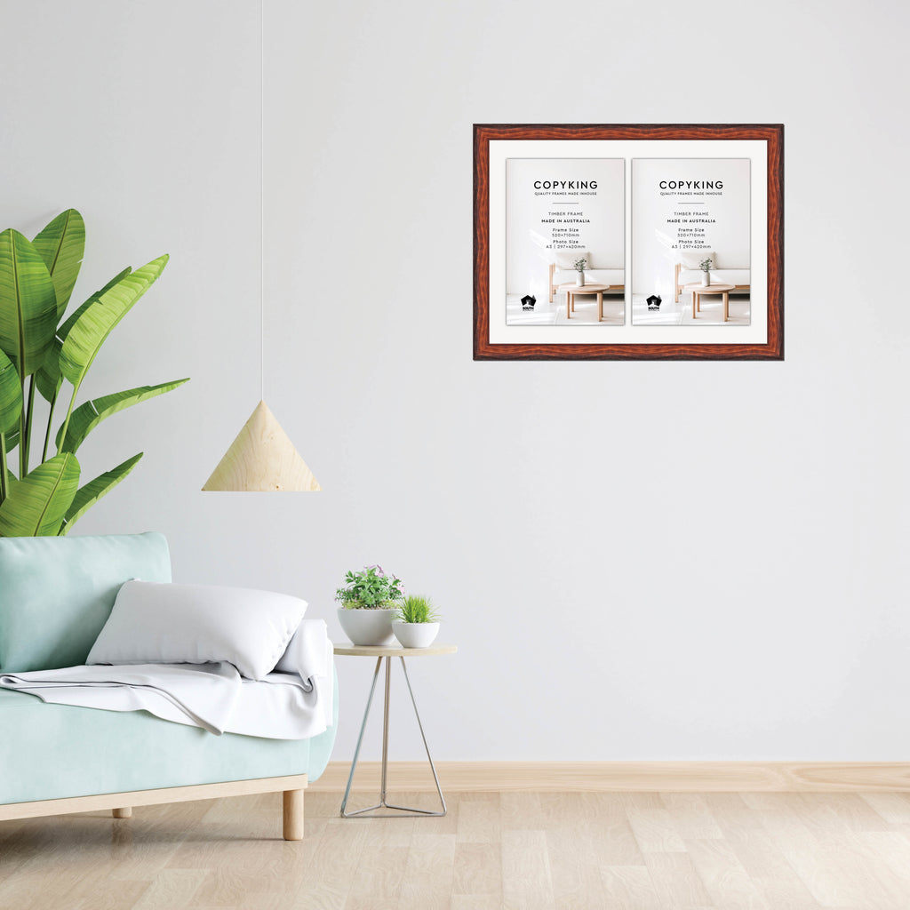 Pioneer Mahogany 42mm Wood Certificate Frame - 520mm x 710mm - 2 Certificates (A3)