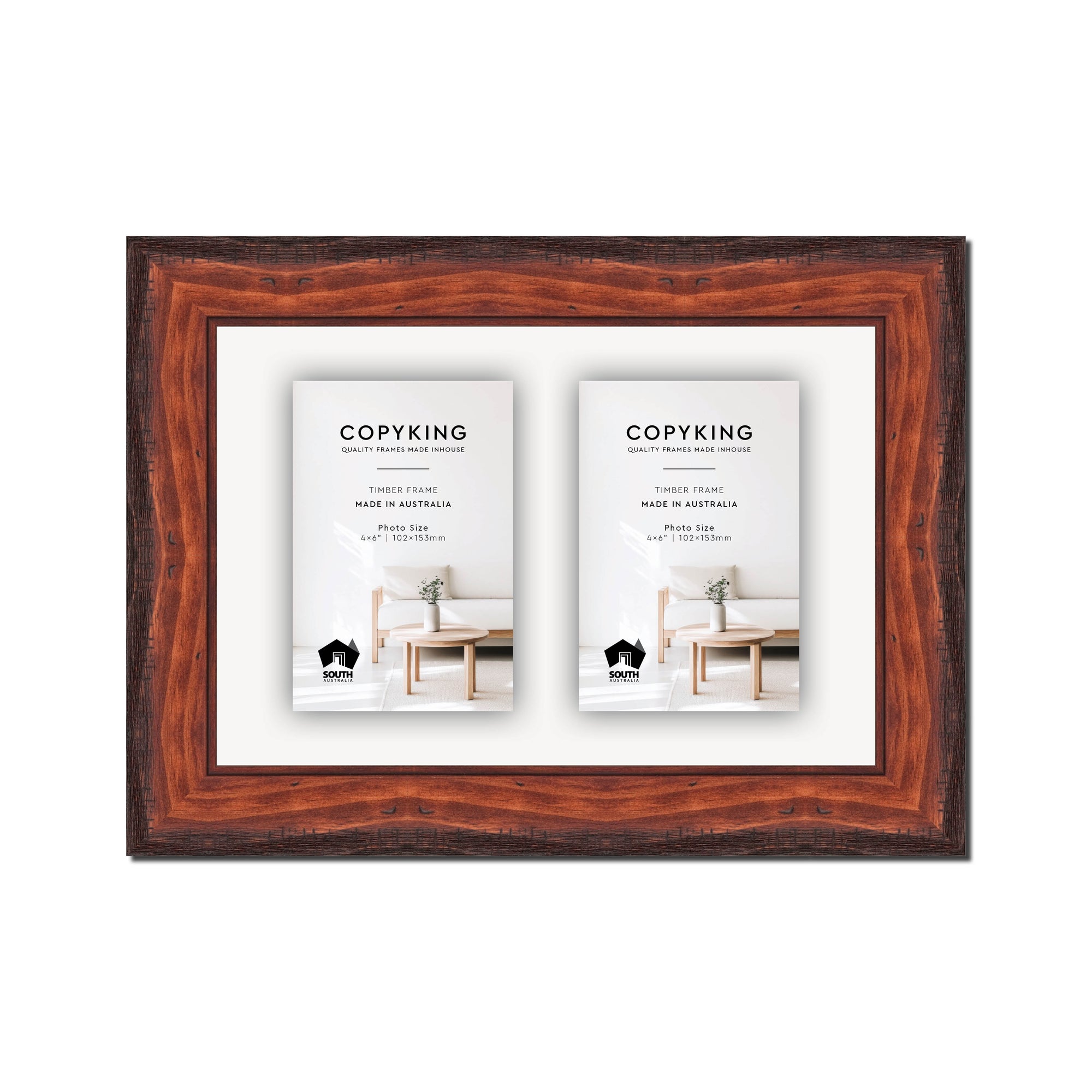 Pioneer Mahogany 42mm Wood Collage Photo Frame - 8" x 12" - 2 Photos (4" x 6")