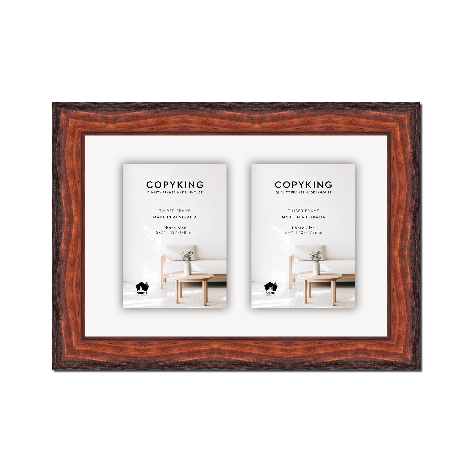 Pioneer Mahogany 42mm Wood Collage Photo Frame - 10" x 15" - 2 Photos (5" x 7")