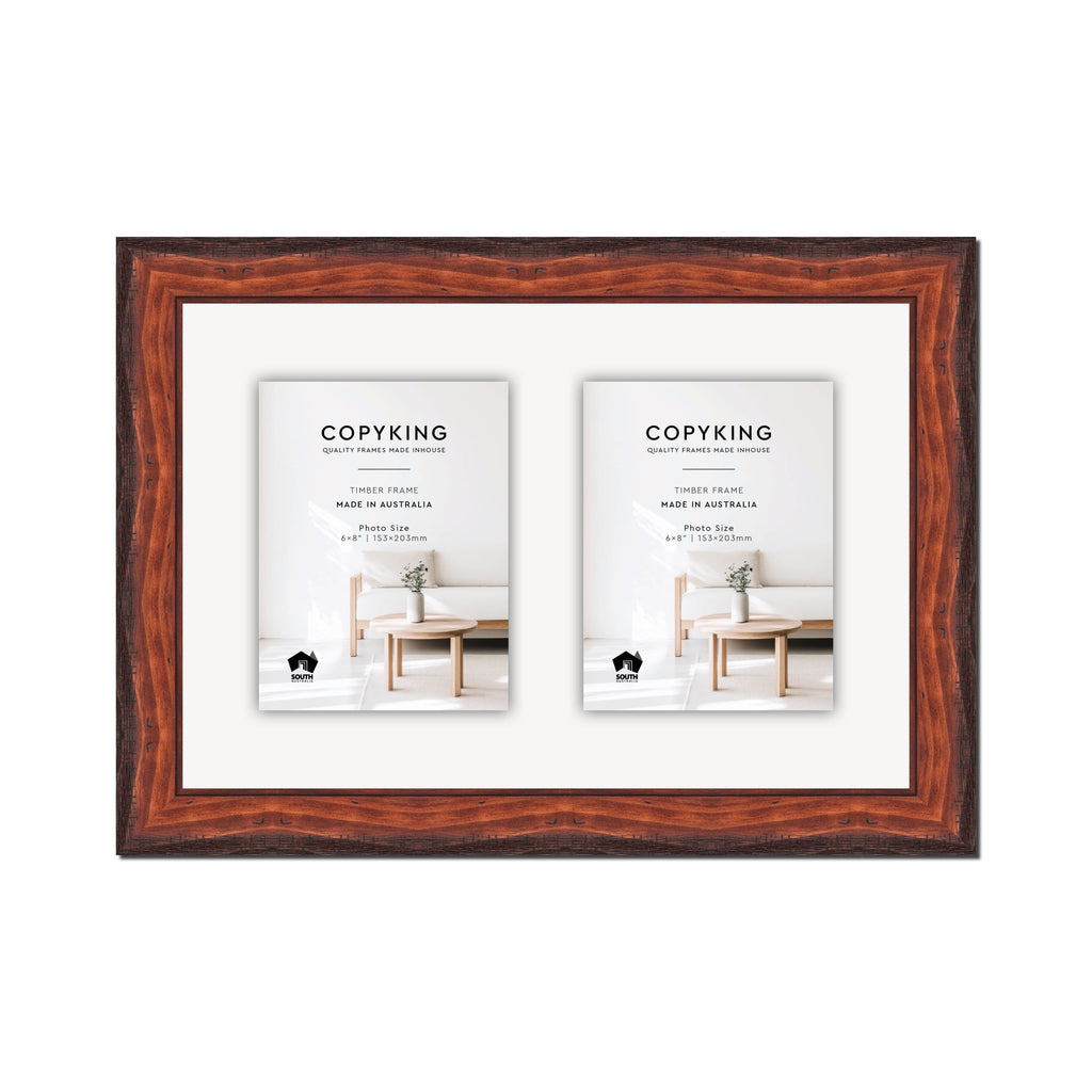 Pioneer Mahogany 42mm Wood Collage Photo Frame - 12" x 18" - 2 Photos (6" x 8")