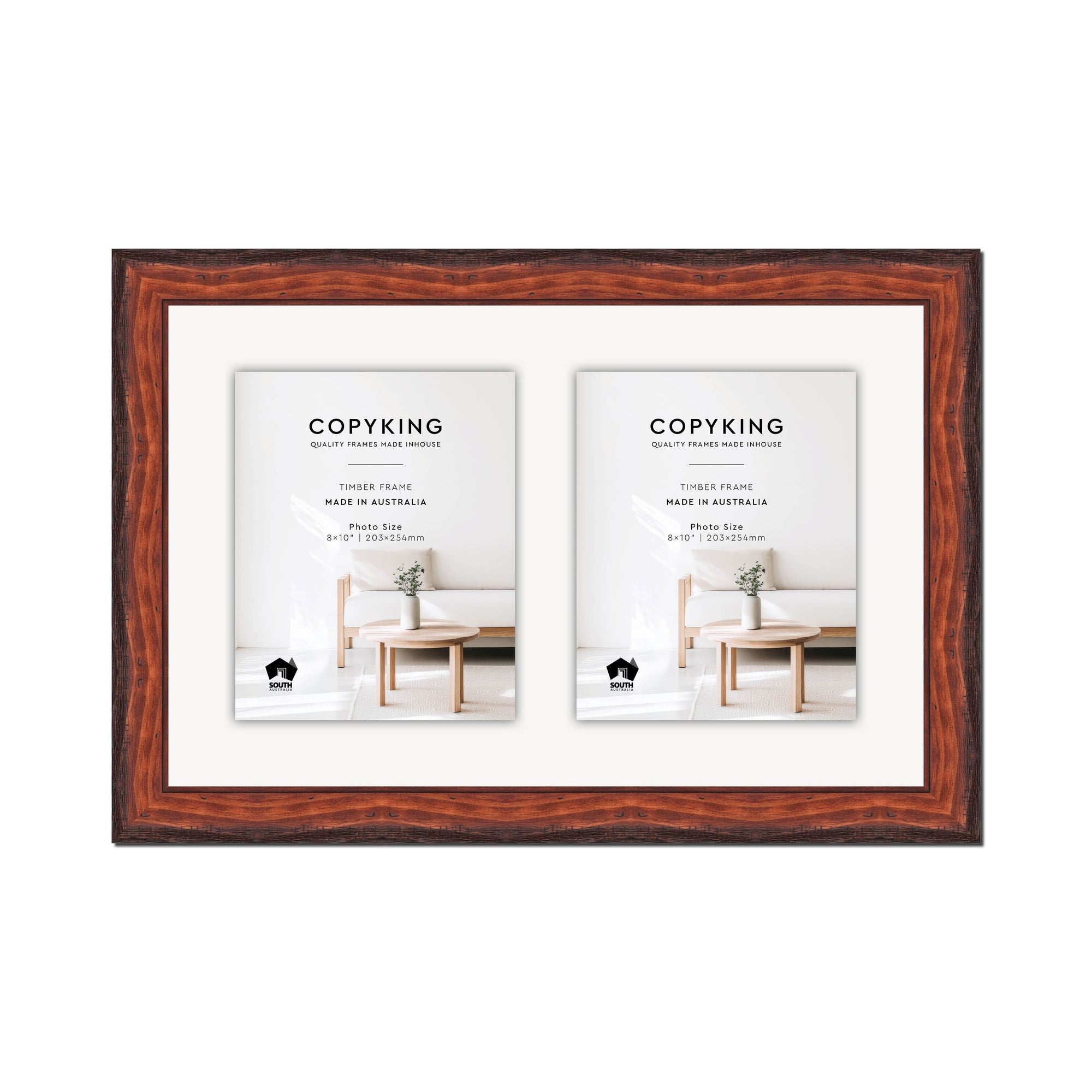 Pioneer Mahogany 42mm Wood Collage Photo Frame - 14" x 22" - 2 Photos (8" x 10")