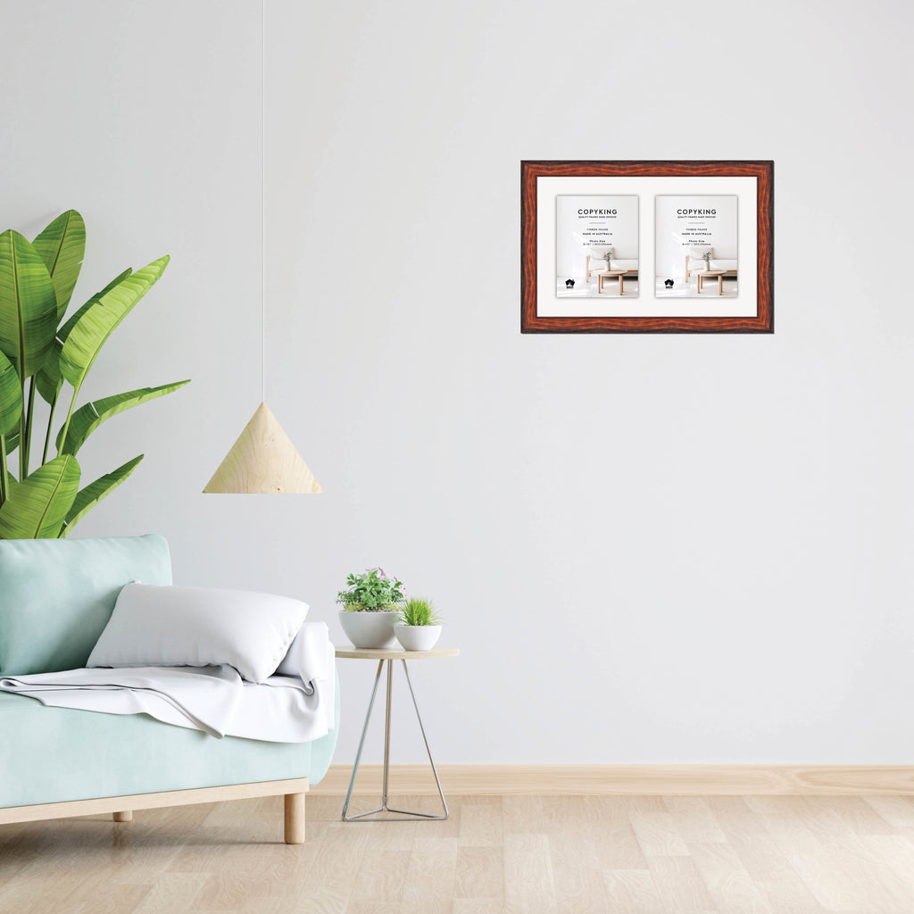 Pioneer Mahogany 42mm Wood Collage Photo Frame - 14" x 22" - 2 Photos (8" x 10")